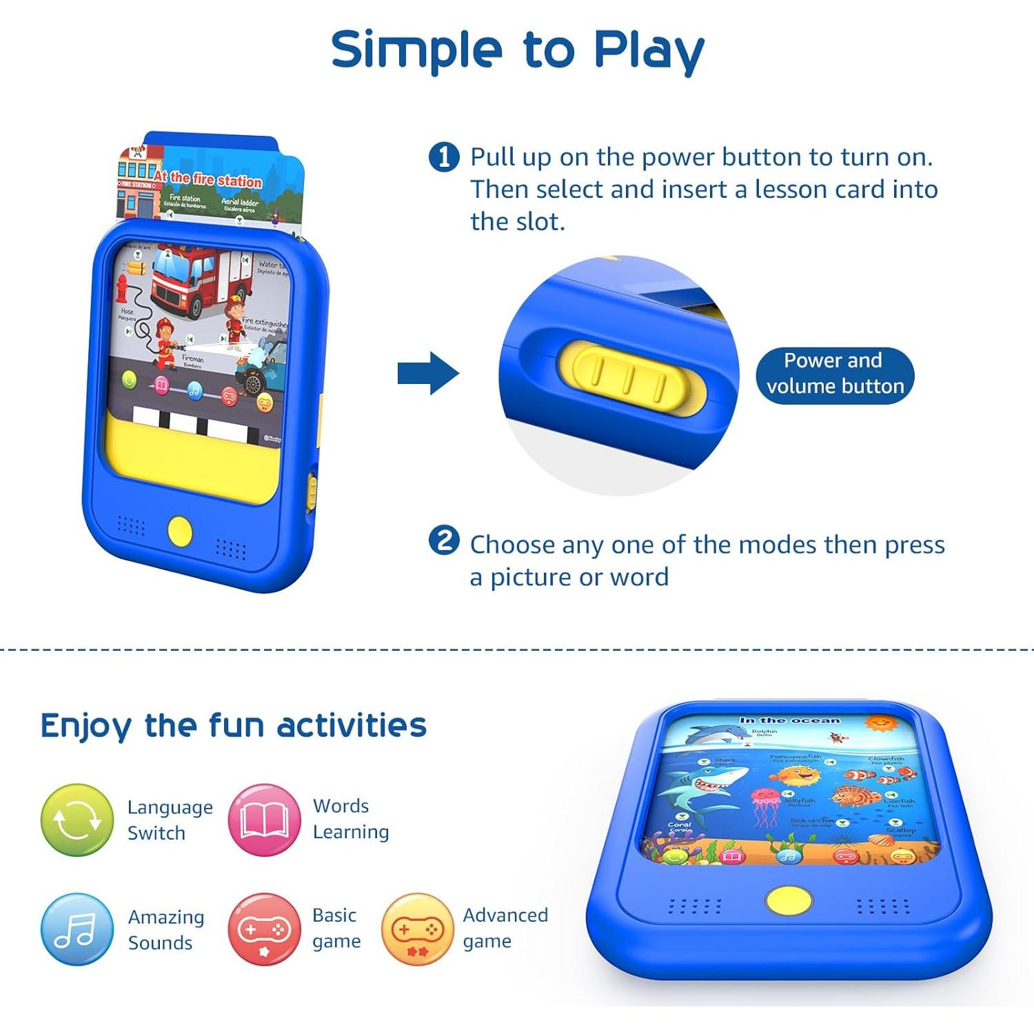 Tableta de Aprendizaje Bilingüe Qiaojoy 20 Páginas 2-12 Años