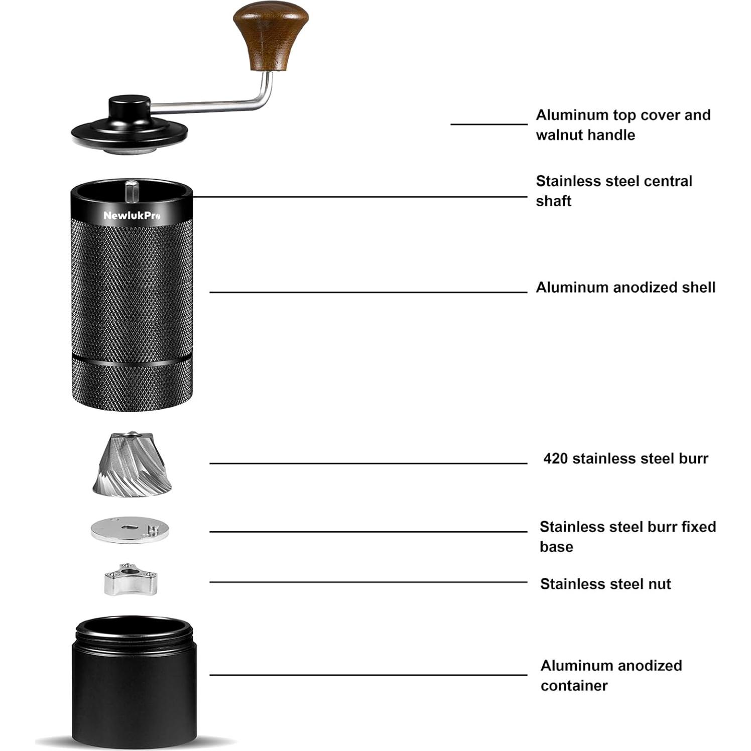 Molinillo de Café Manual NewlukPro M6 25g Aluminio Portátil