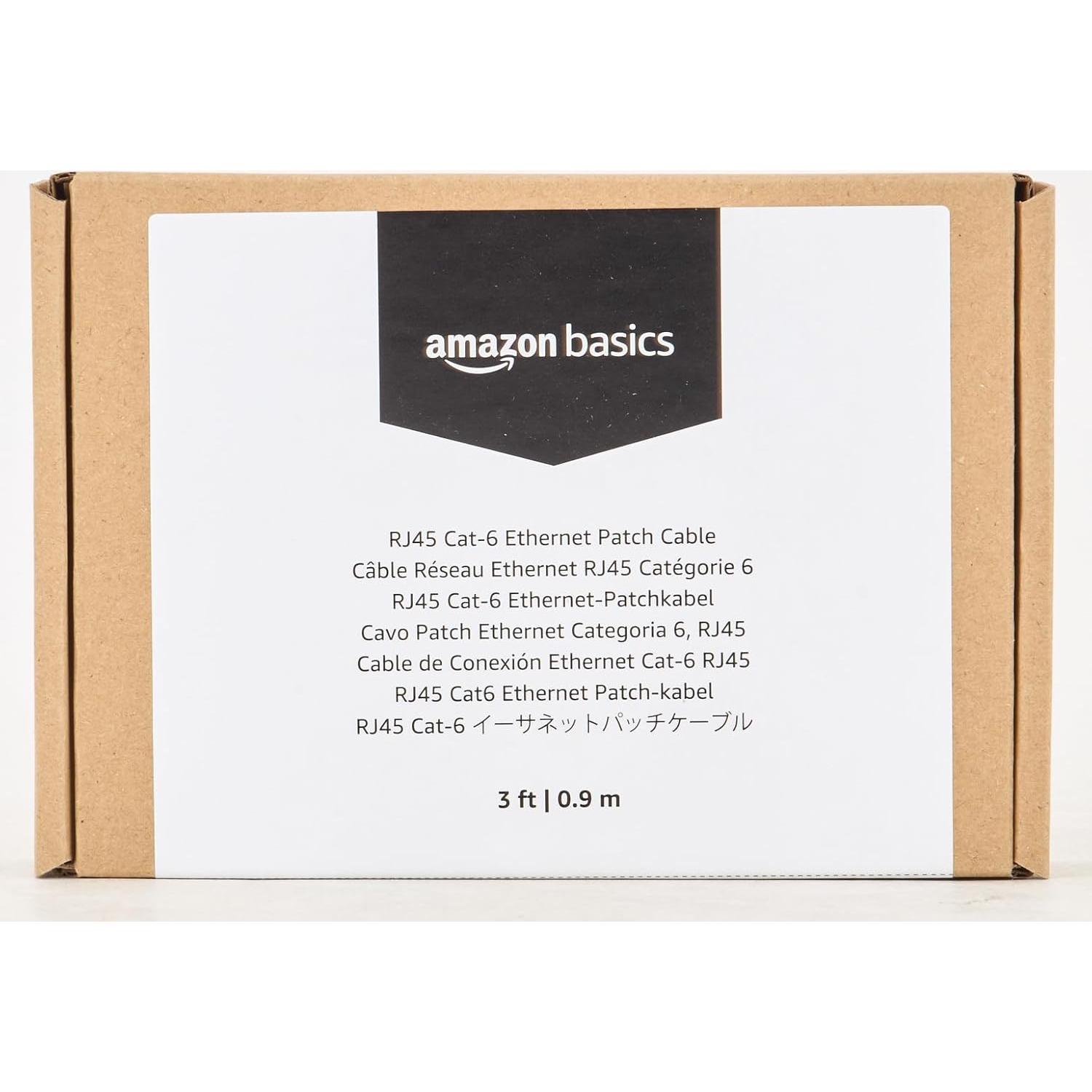 Cable Ethernet RJ45 Cat 6 Amazon Basics 0.9m 1Gbps Negro