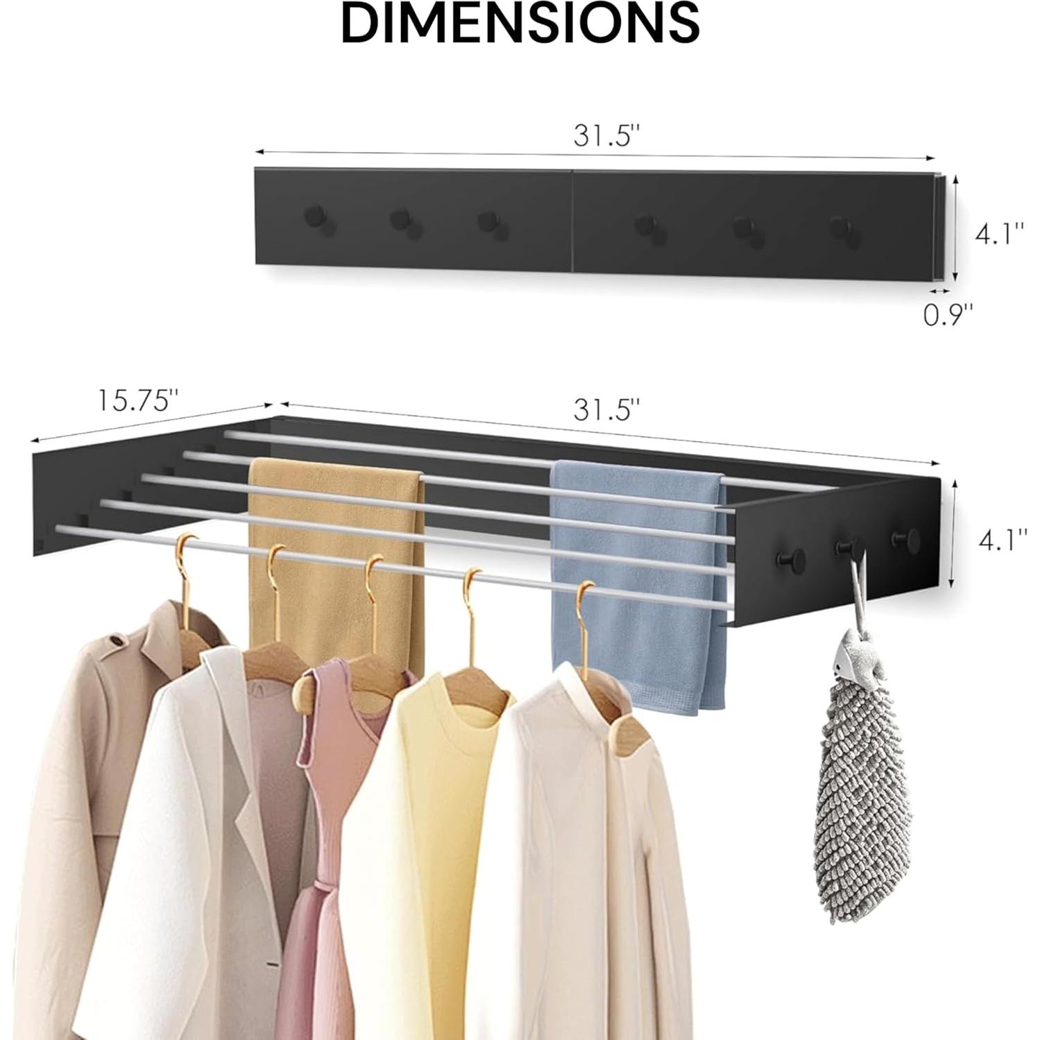 Estante de Secado Plegable Genérico Negro 80 cm 27.2 kg