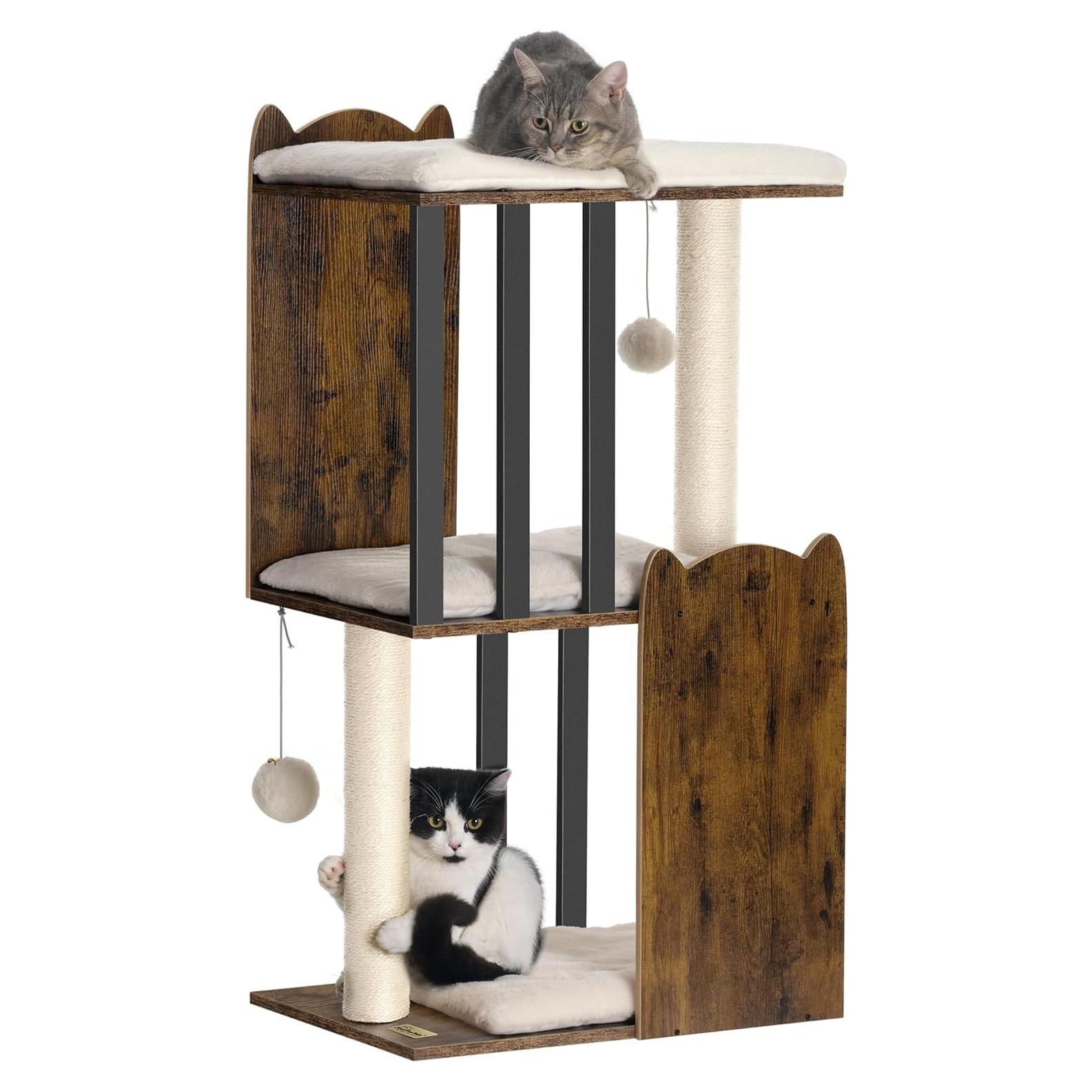 Árbol Rascador para Gatos FourFurPets 90 cm 3 Niveles Marrón