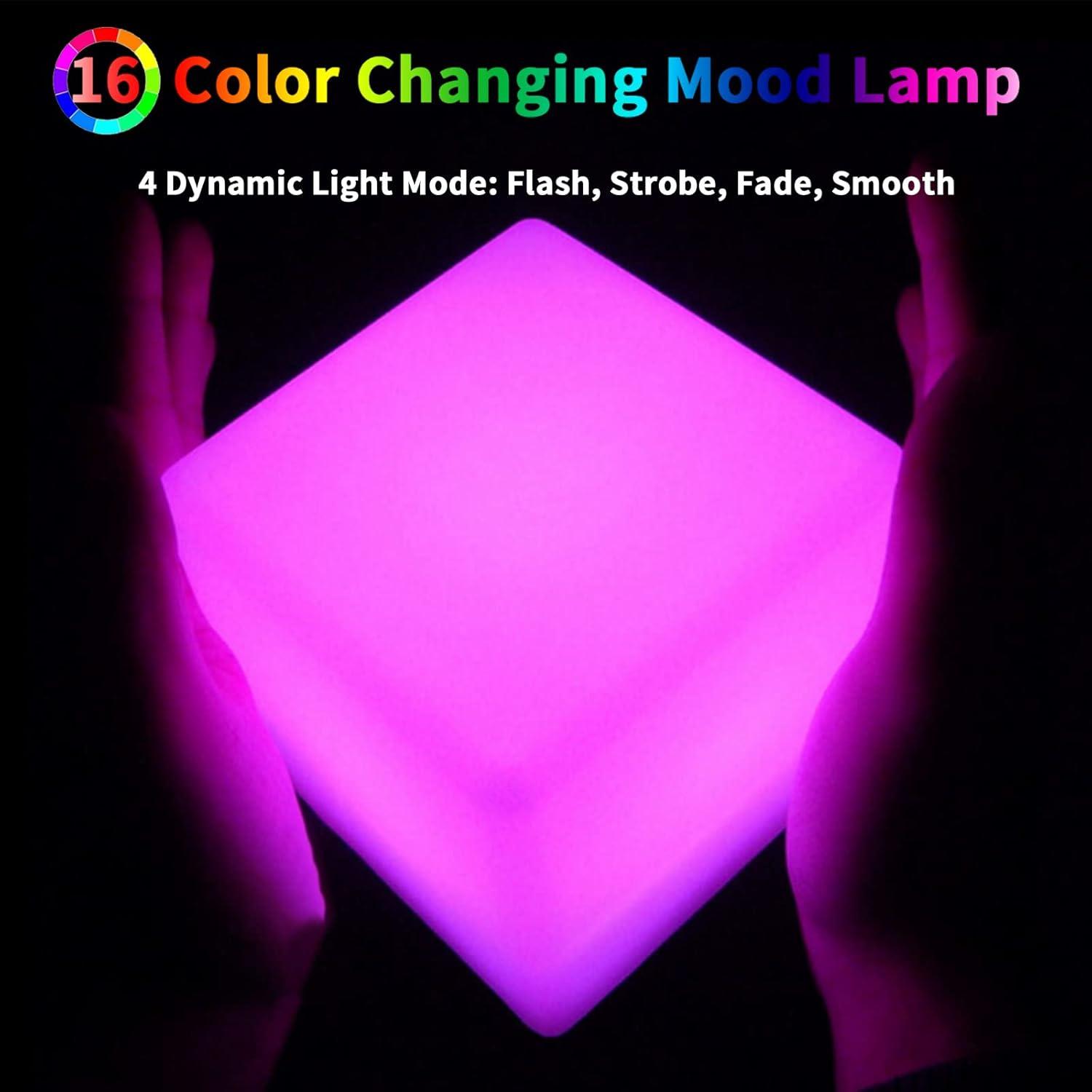 Luz LED Cubo Borelor 10cm Recargable 16 Colores Control Remoto