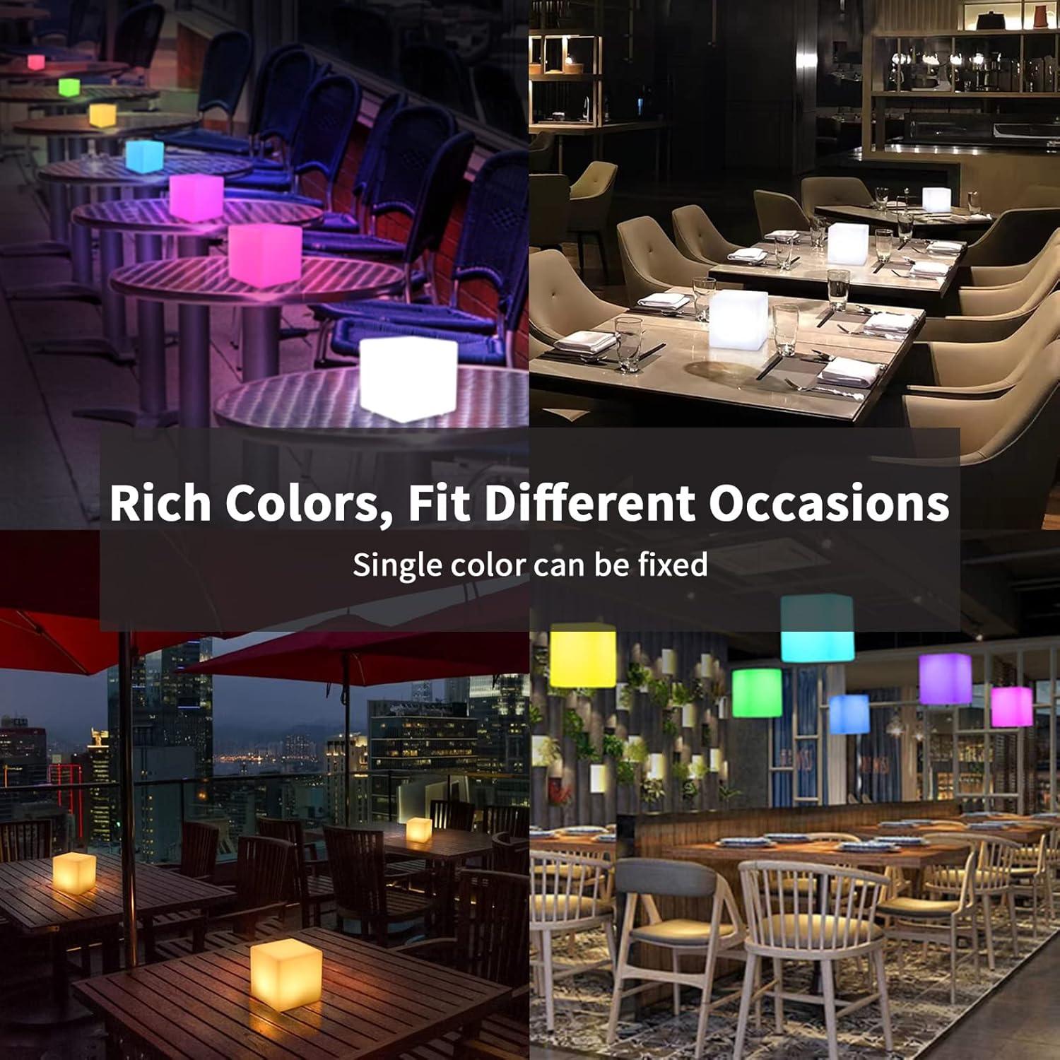 Luz LED Cubo Borelor 10cm Recargable 16 Colores Control Remoto