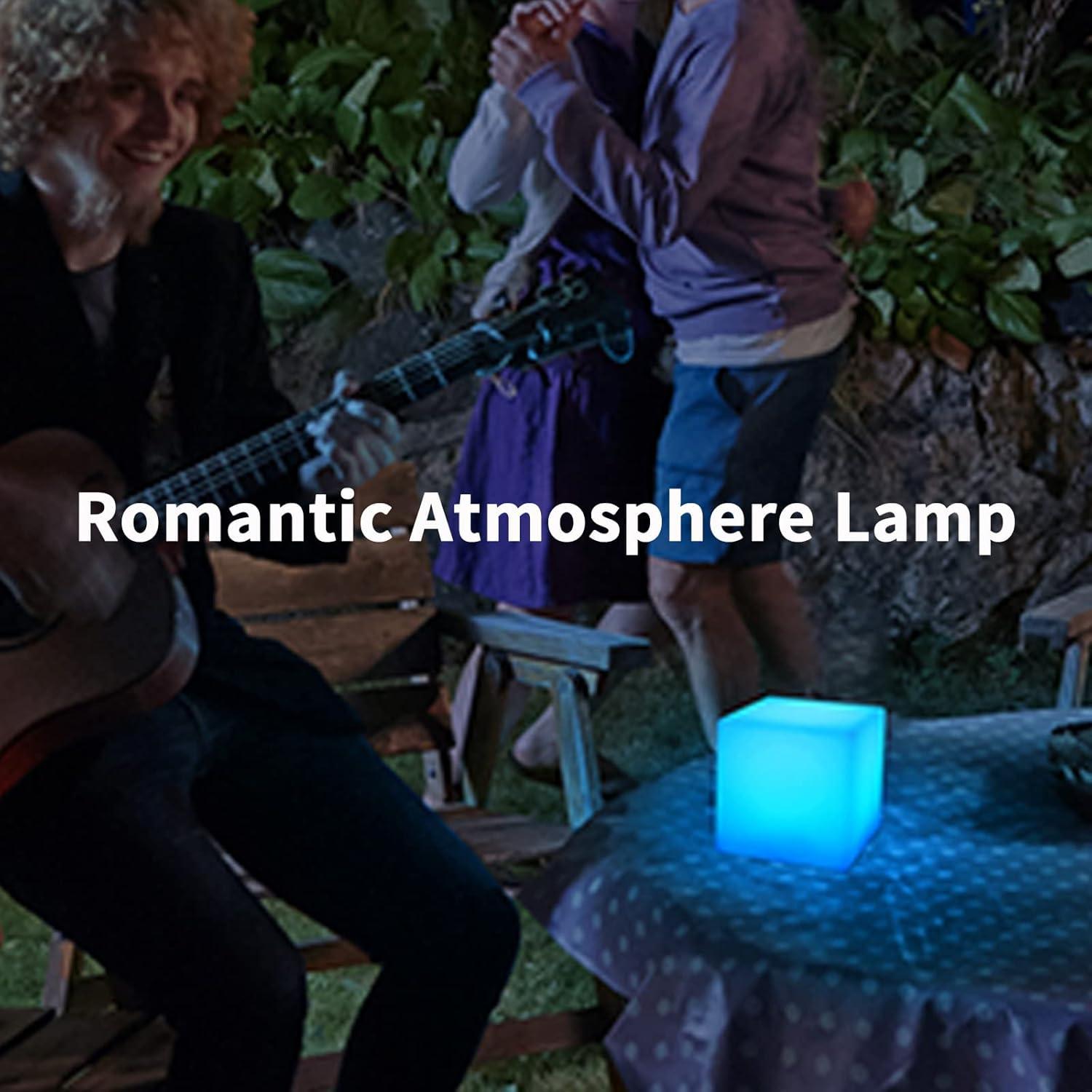 Luz LED Cubo Borelor 10cm Recargable 16 Colores Control Remoto