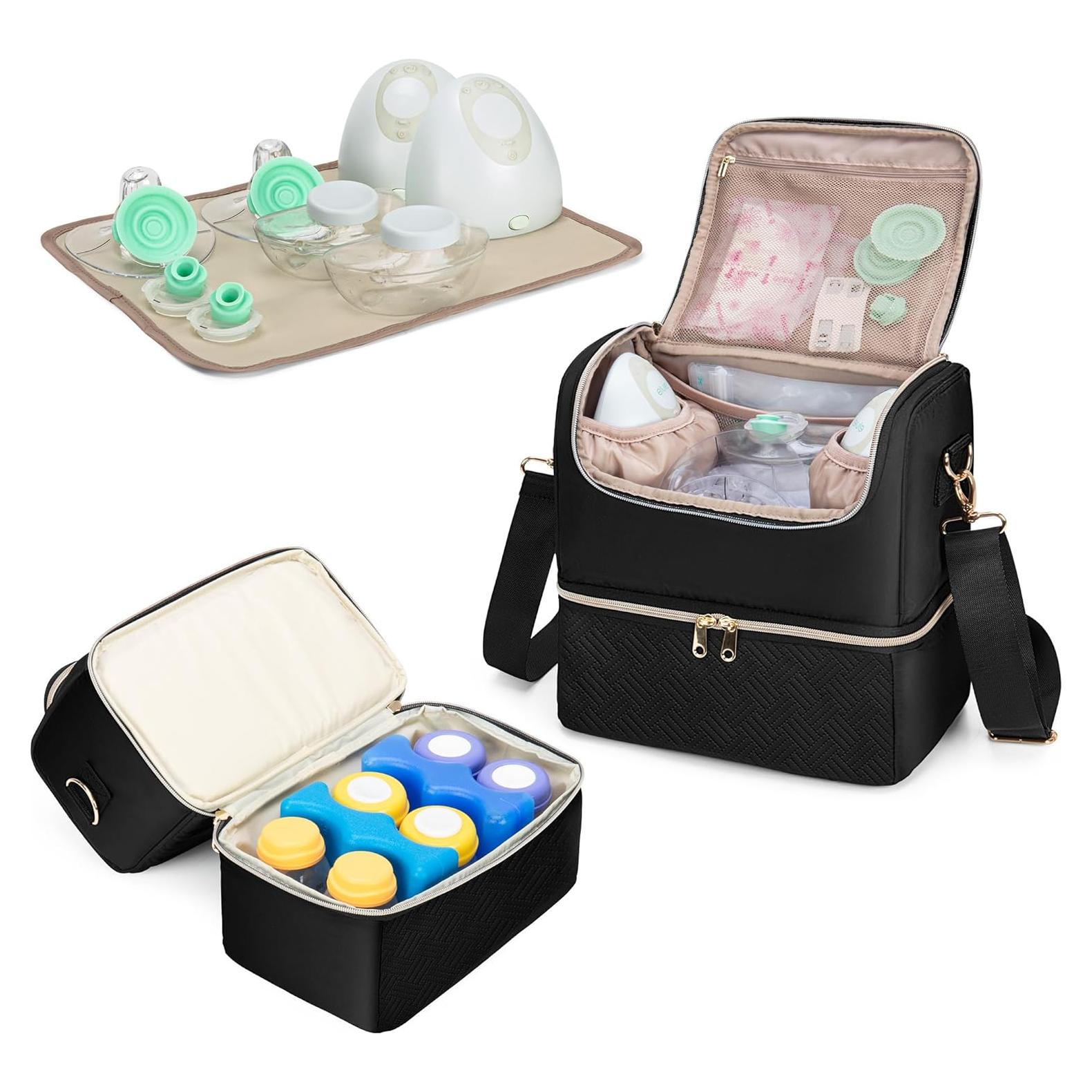 Bolsa de Extractor de Leche Fasrom Negra con Compartimento Enfriador