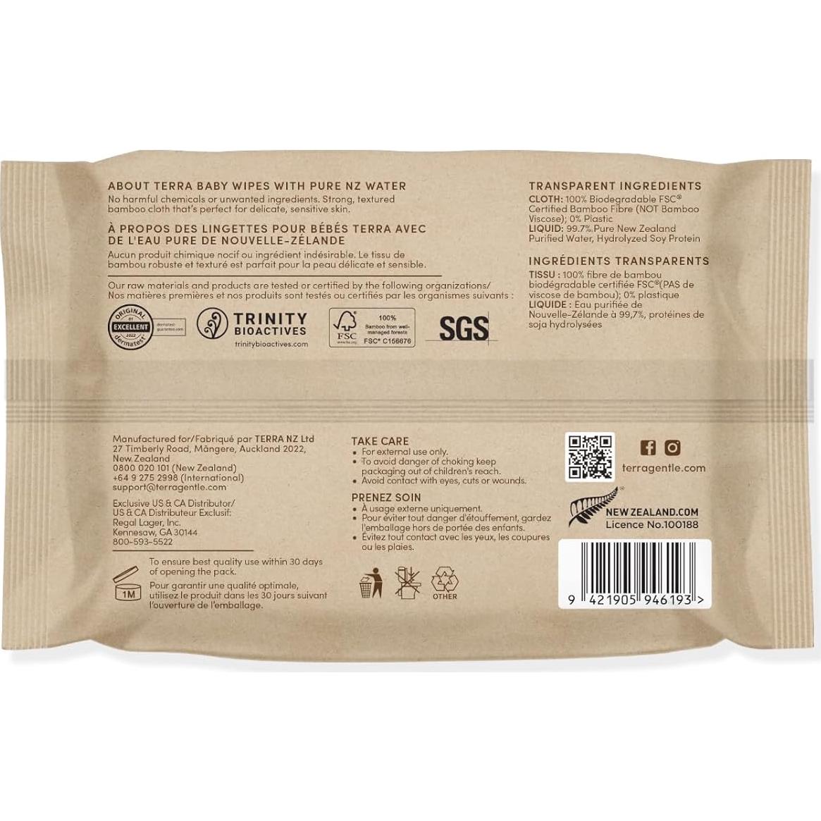 Toallitas Húmedas para Bebés Terra 24 Unidades Biodegradables