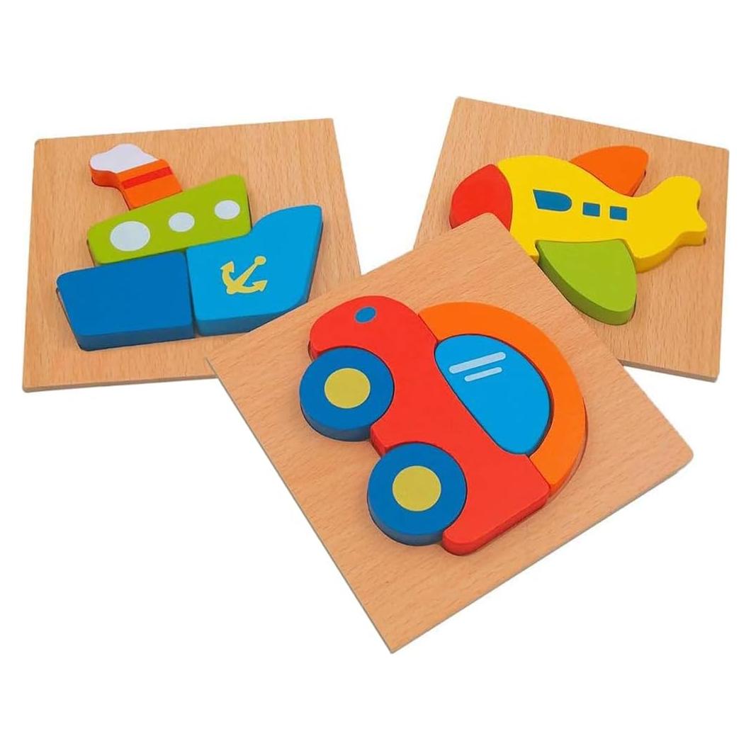 Juego de Rompecabezas de Madera DreamsEden - 3 Vehículos