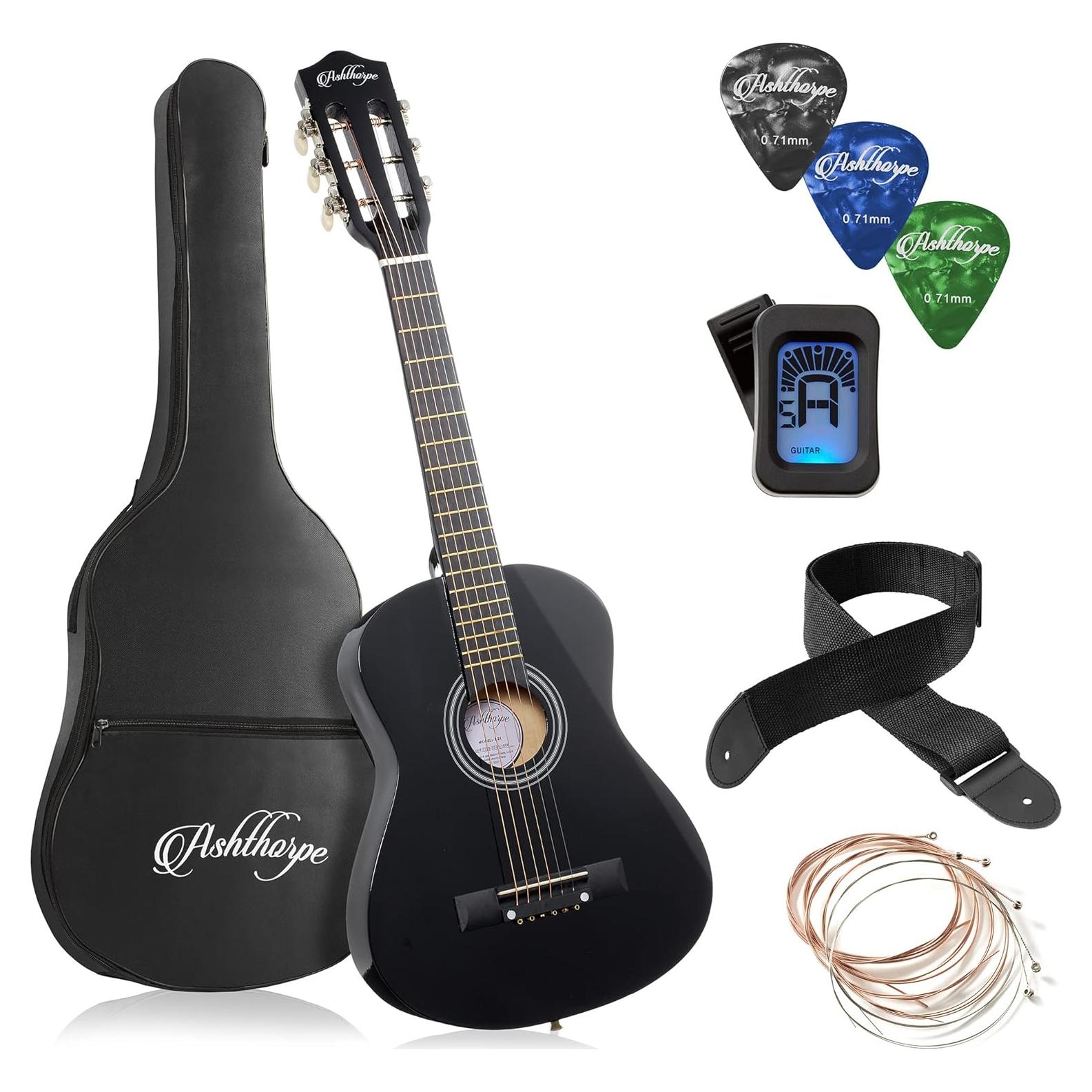 Guitarra acústica para principiantes 30" negra con kit completo
