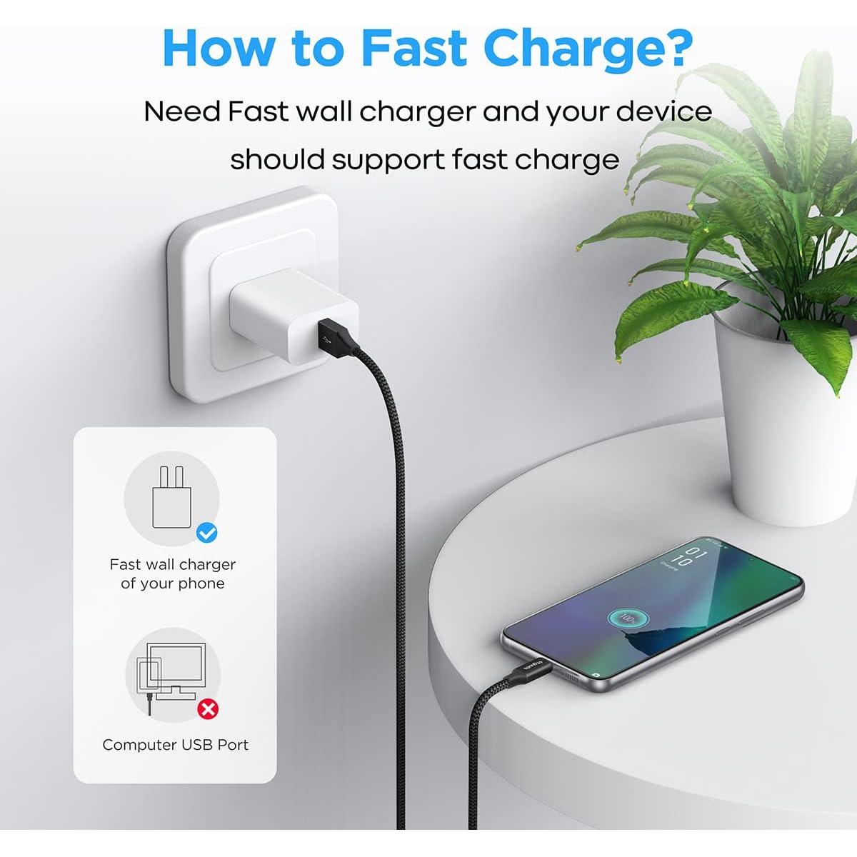 Cable USB A a USB C etguuds 3m Carga Rápida Nylon Trenzado