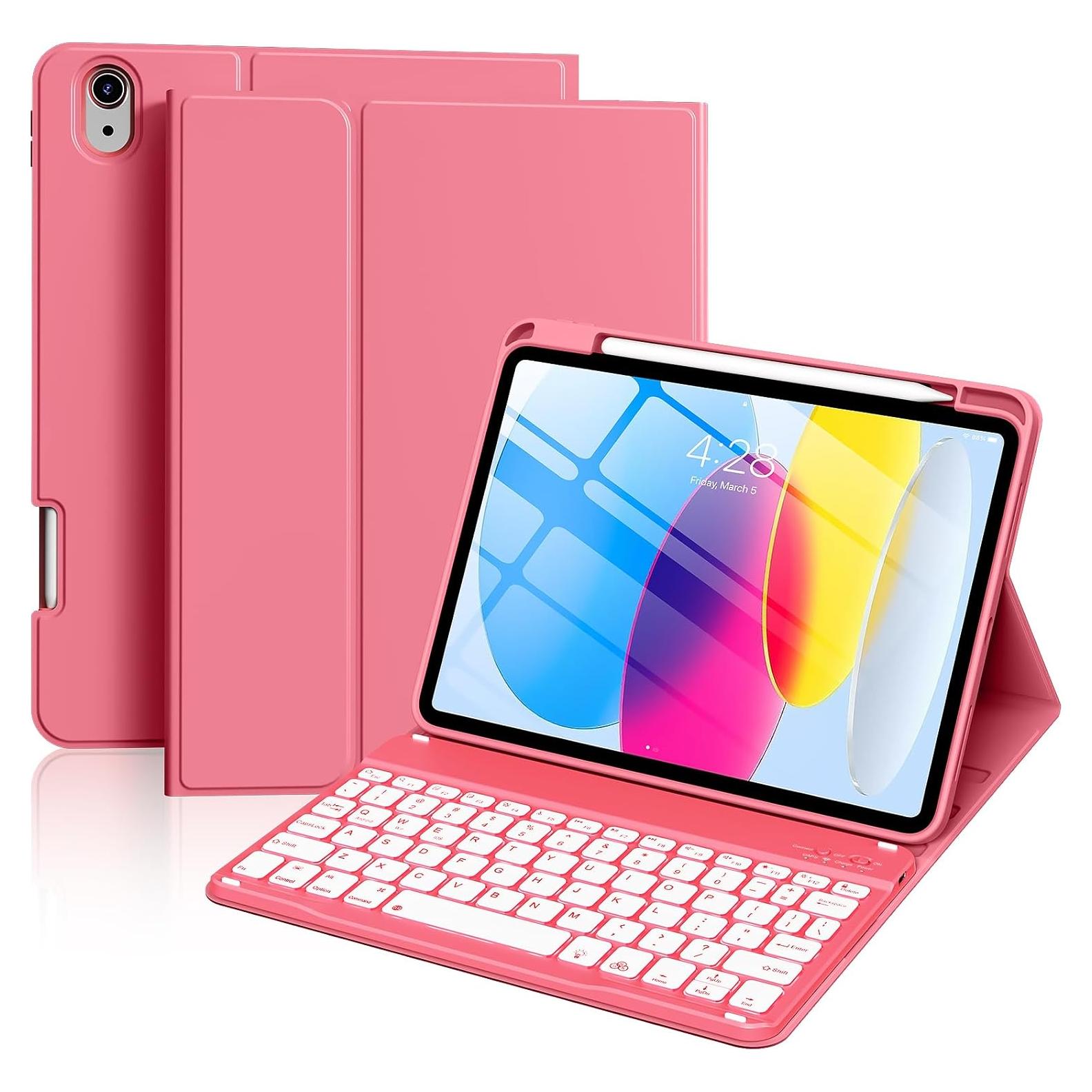 Funda con Teclado Inalámbrico Aoub para iPad 11"/10" Rosa