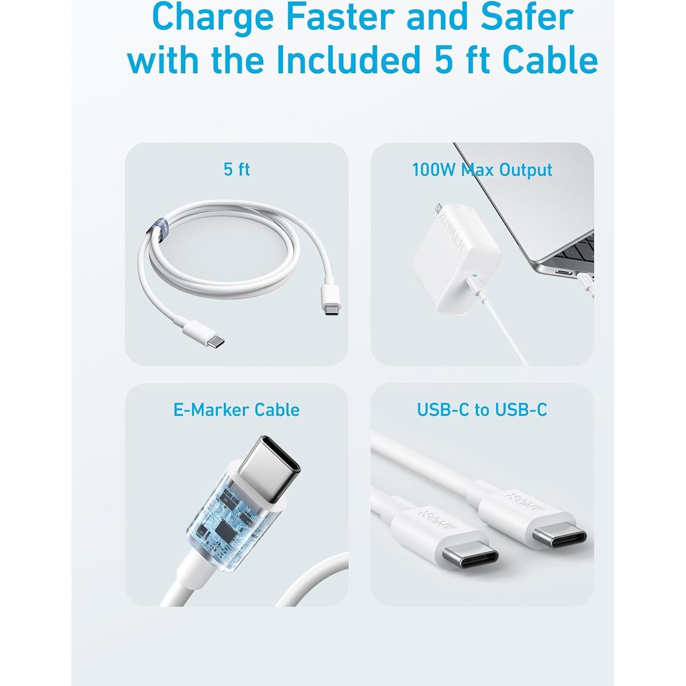 Cargador Anker 100W USB-C Plegable para MacBook y más