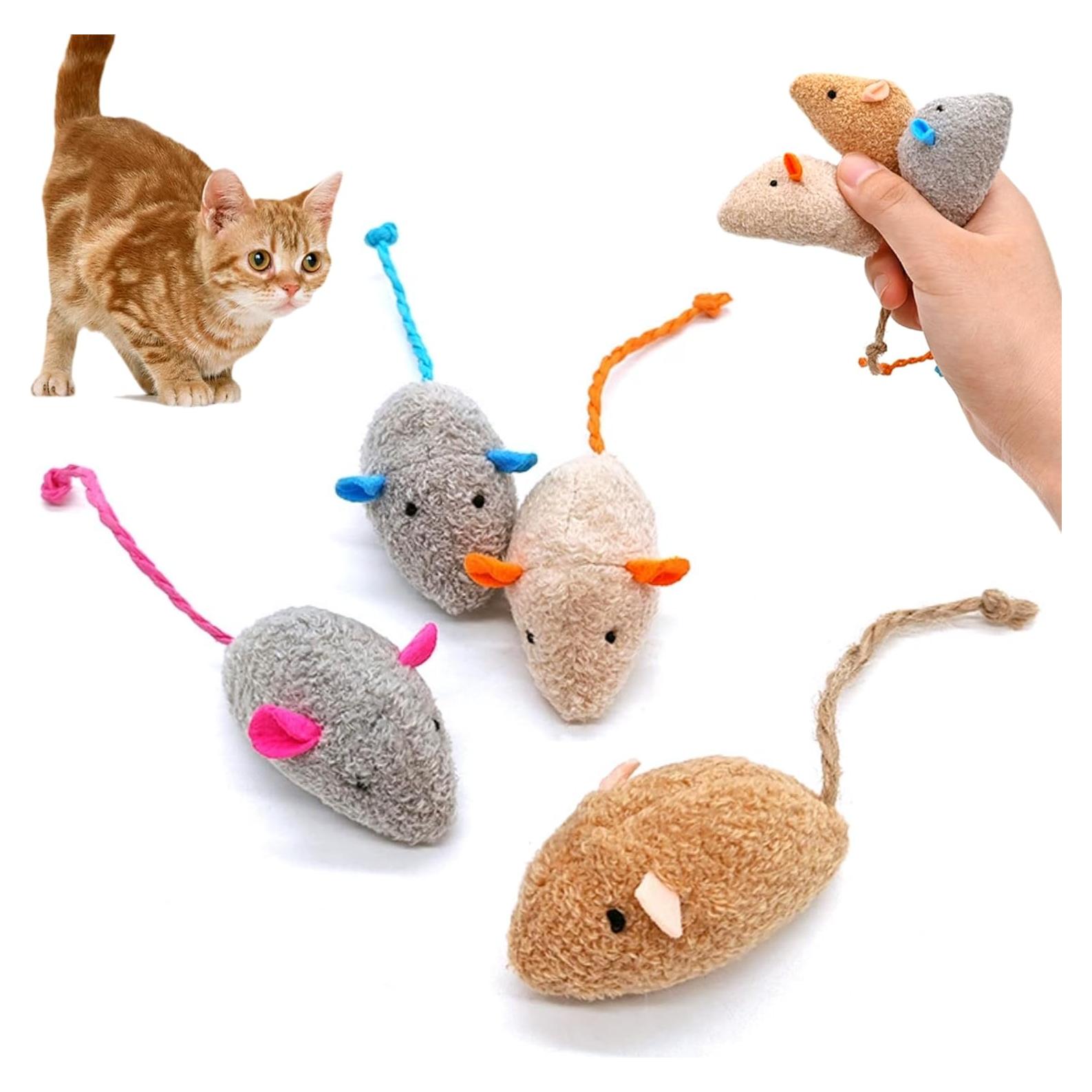 Juguetes para Gatos Electspark - Paquete de 4 Ratones de Peluche