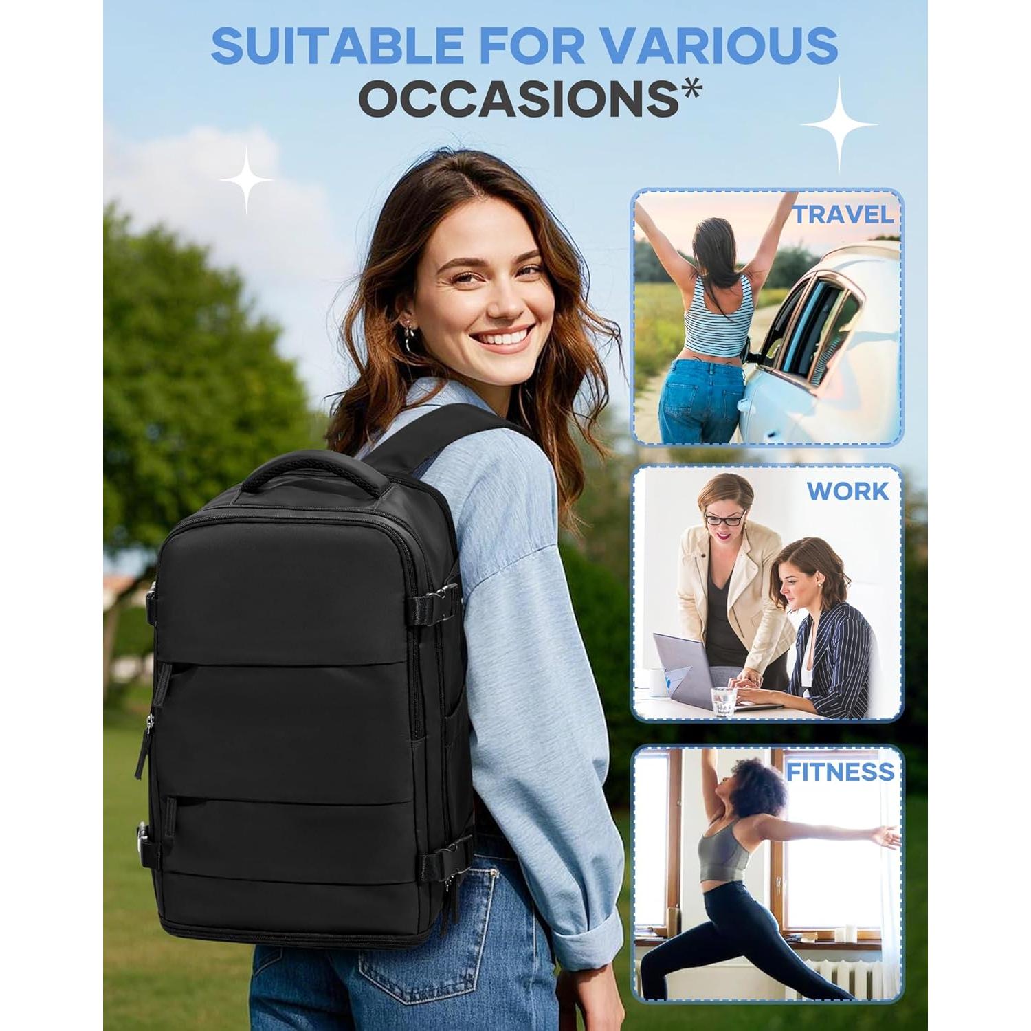 Mochila de Viaje Negra Coofay Aprobada para Aerolíneas 20L