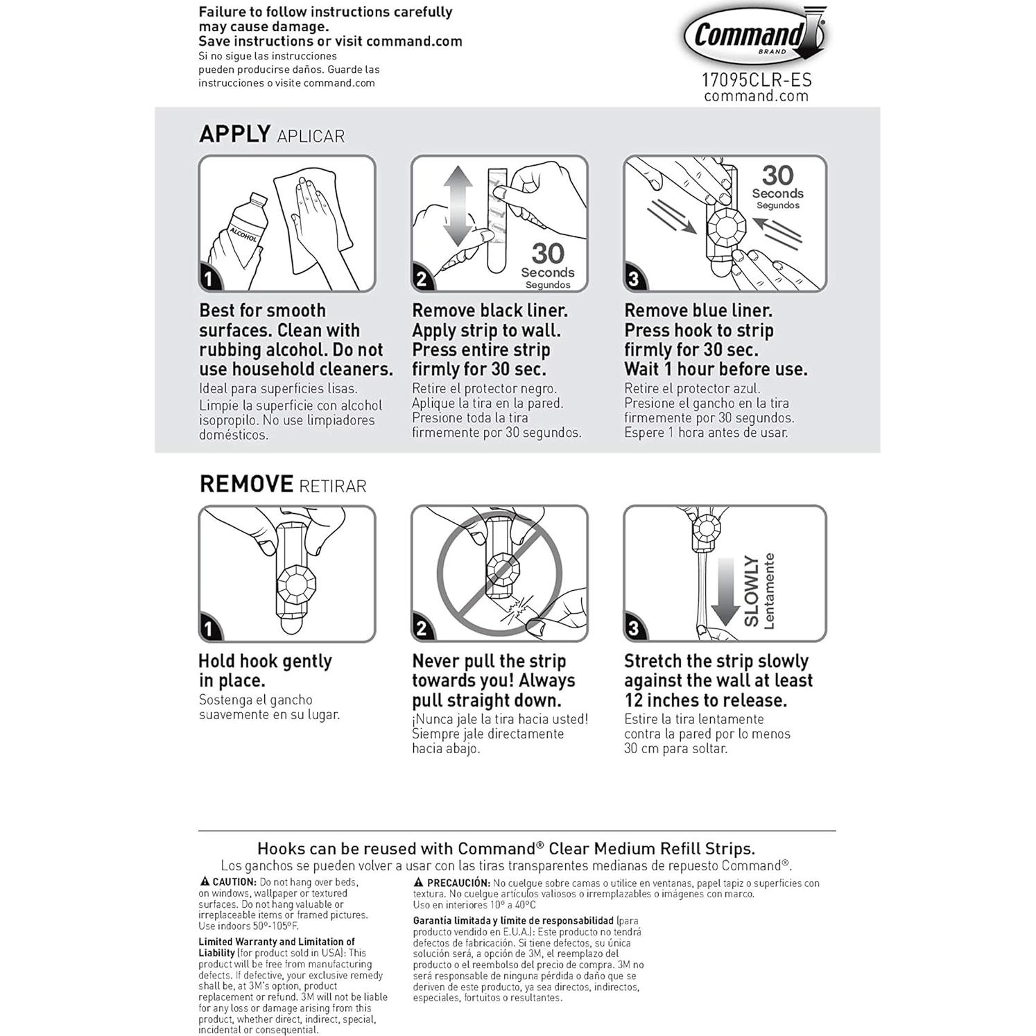 Gancho de Cristal Command Mediano 2 Piezas Soporta 0.91 kg