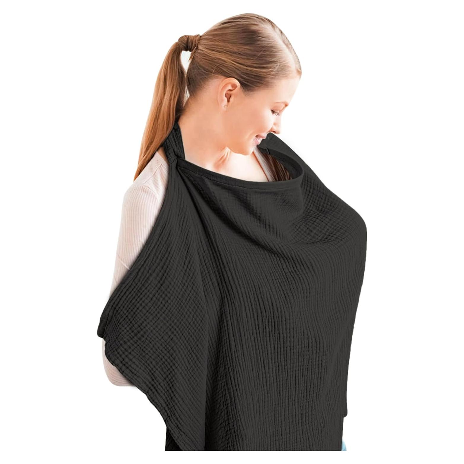 Cubierta de Lactancia Konssy 100% Algodón Transpirable Negro