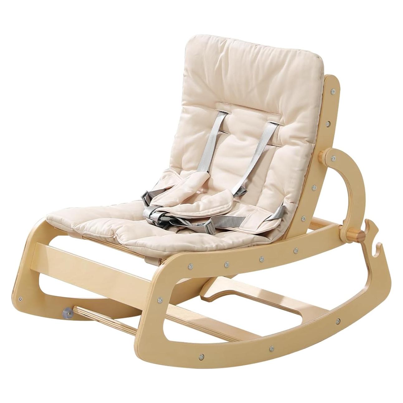 Silla Mecedora 3 en 1 Ergonomica WTTBA8001 Beige para Bebés