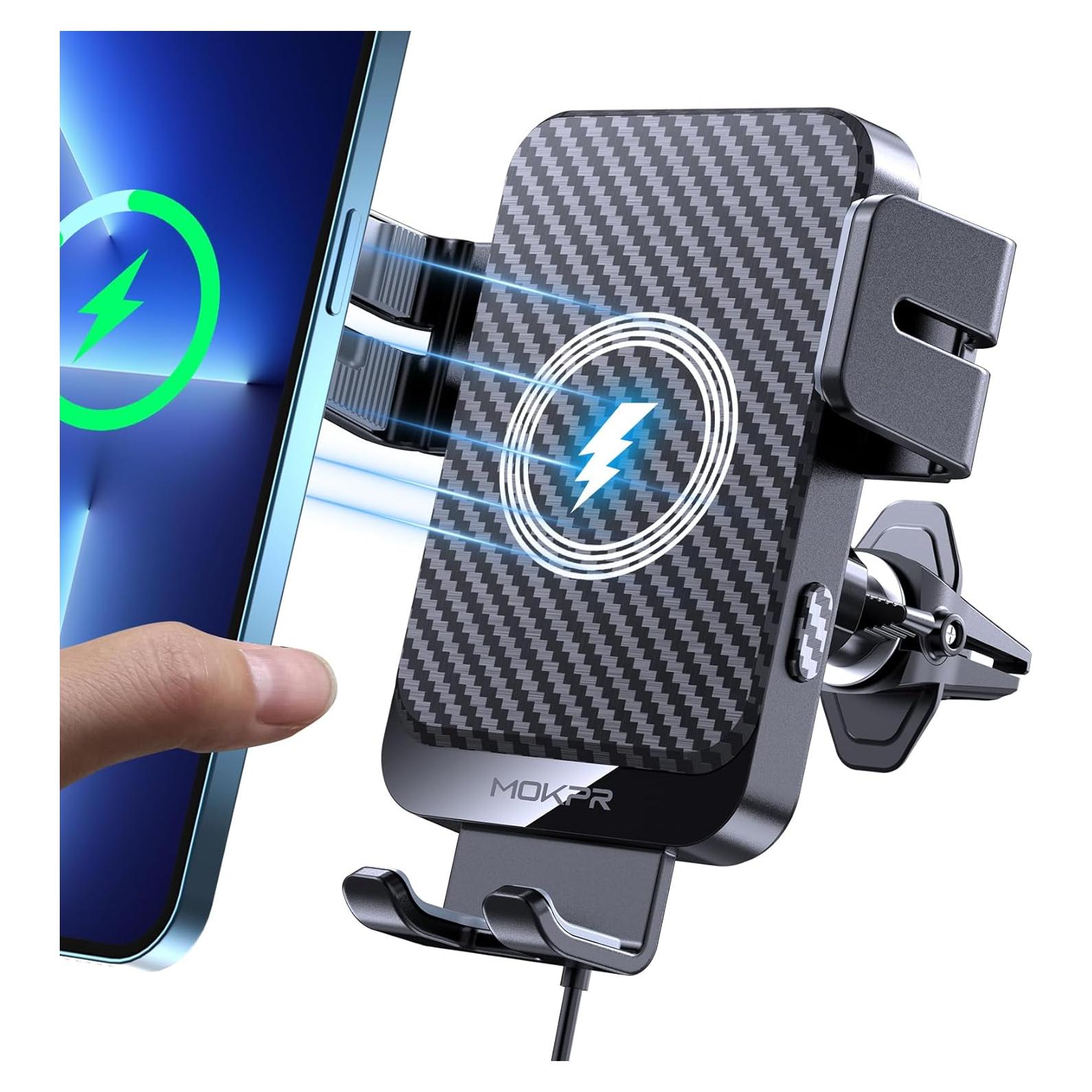 Cargador Inalámbrico para Auto MOKPR 15W Soporte Teléfono