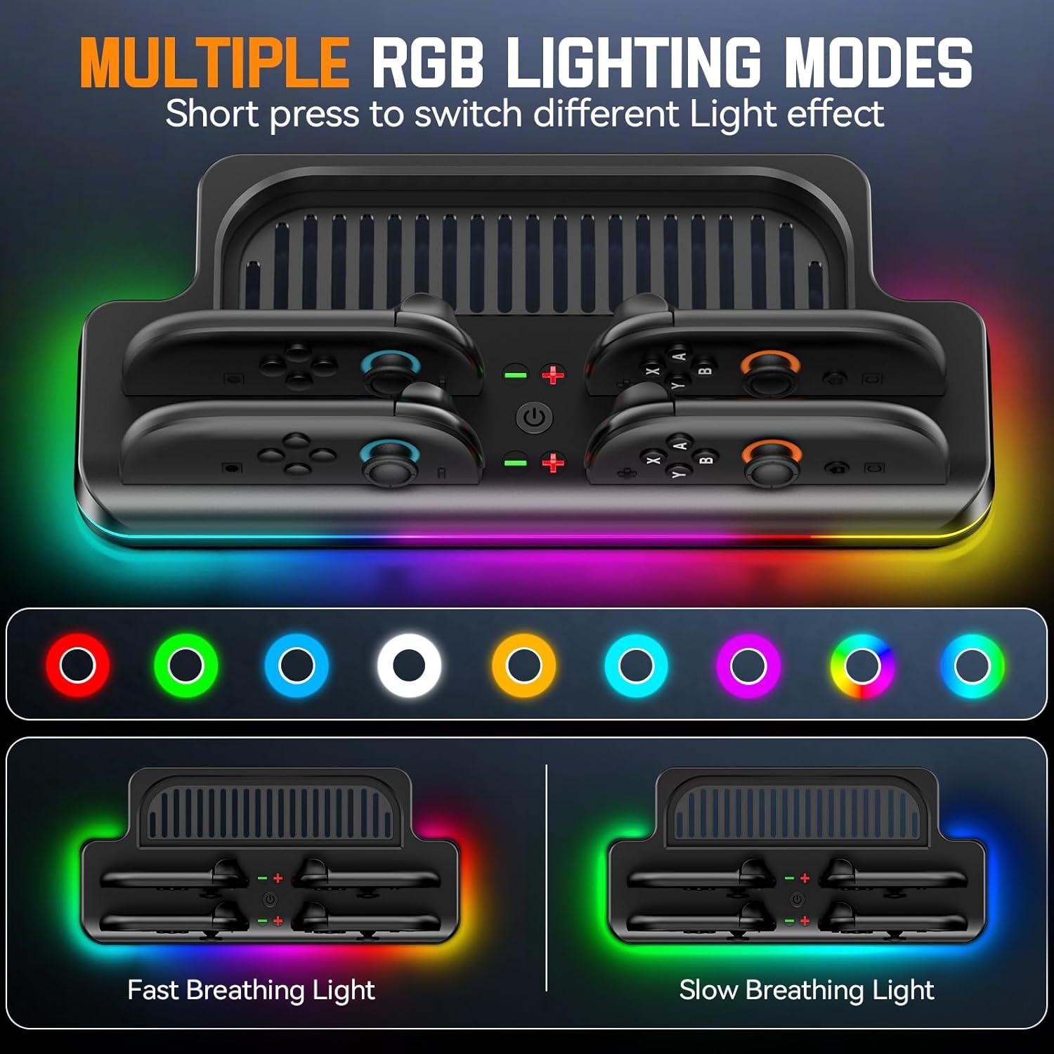 Estación de Carga Tokluck para Joy-Con 2 Switch 2 con RGB