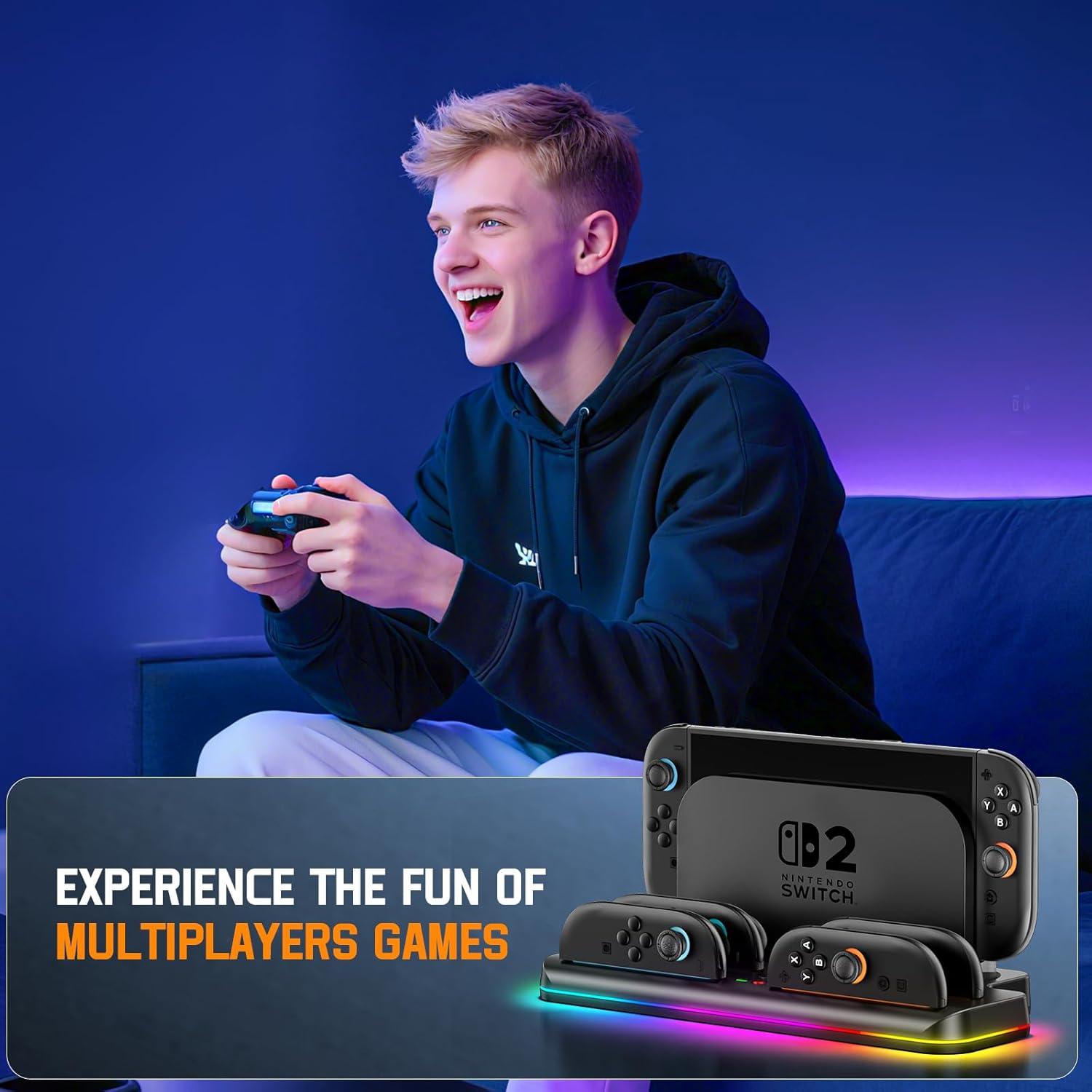 Estación de Carga Tokluck para Joy-Con 2 Switch 2 con RGB