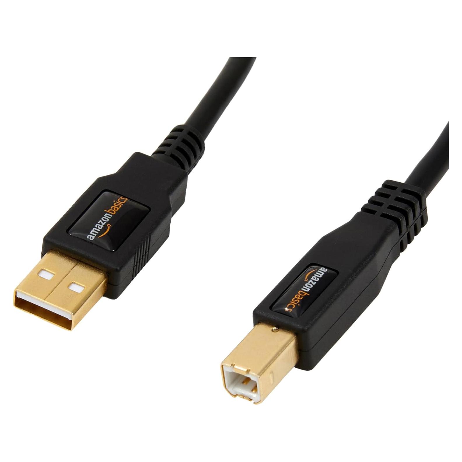 Cable USB 2.0 A-Macho a B-Macho Amazon Basics 1.8m Negro