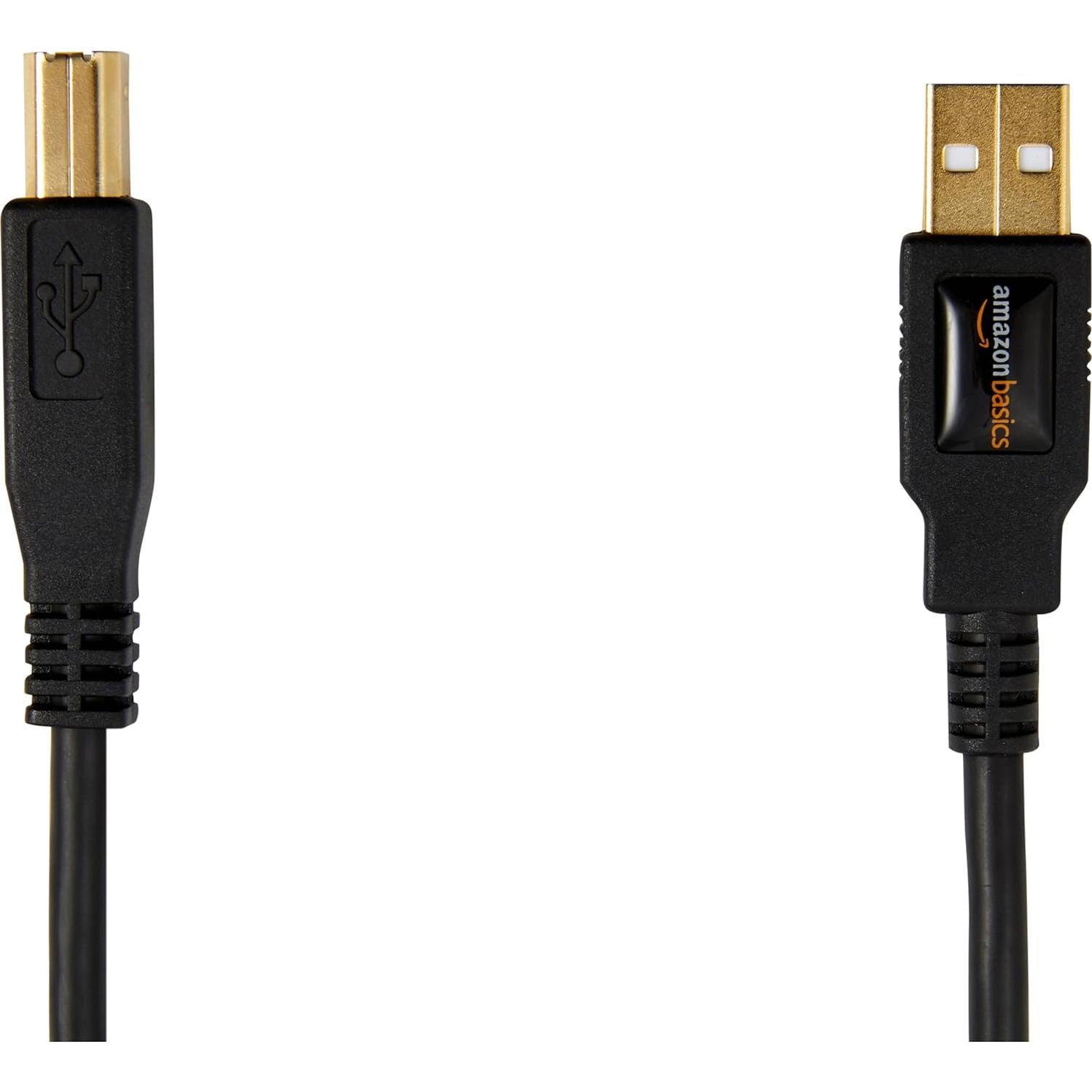 Cable USB 2.0 A-Macho a B-Macho Amazon Basics 1.8m Negro