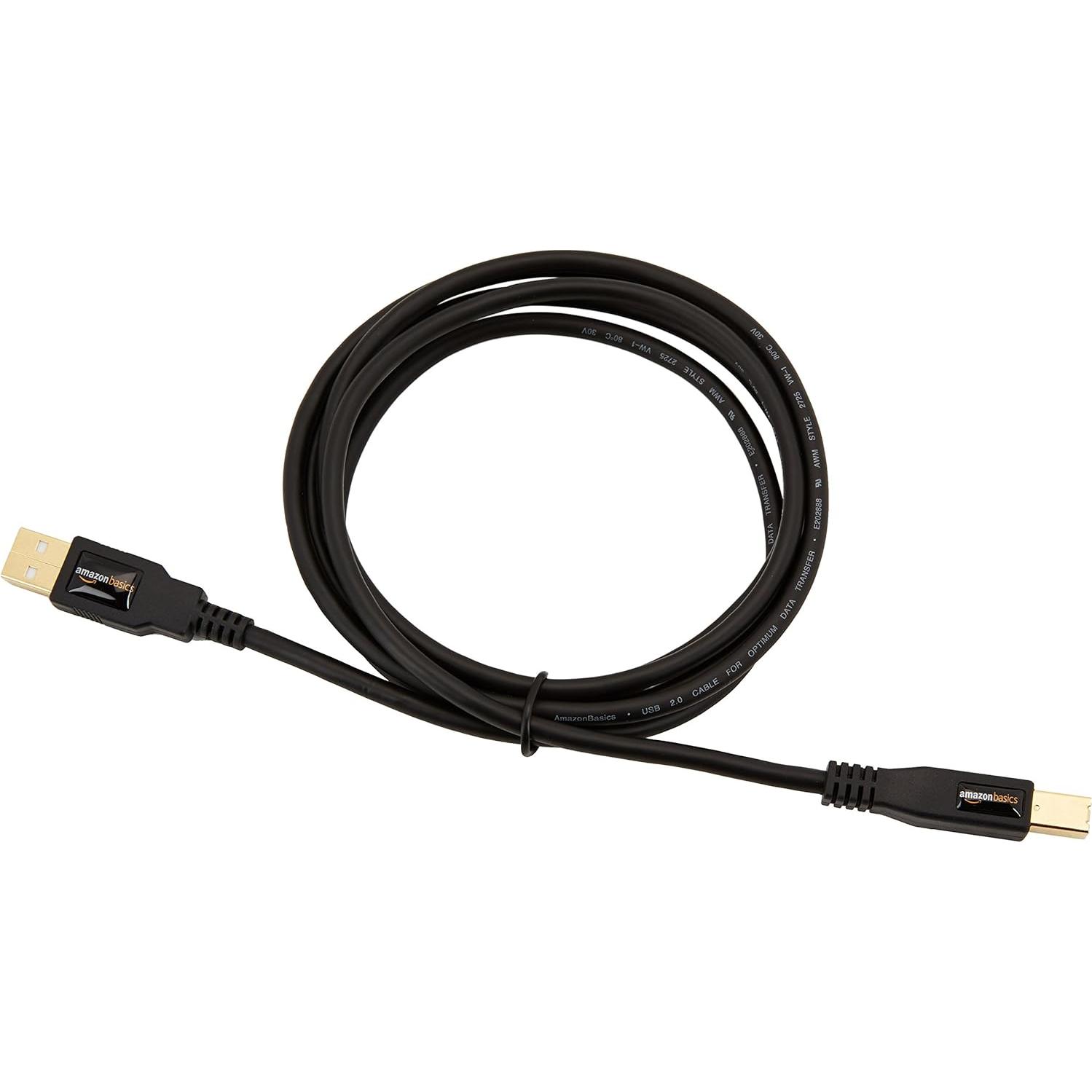 Cable USB 2.0 A-Macho a B-Macho Amazon Basics 1.8m Negro