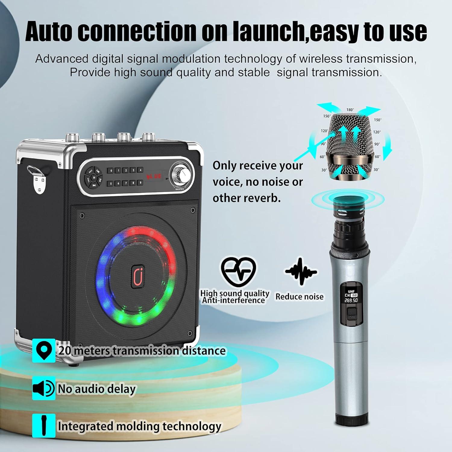 Máquina de Karaoke JYX-S55 con 2 Micrófonos Inalámbricos y Bluetooth