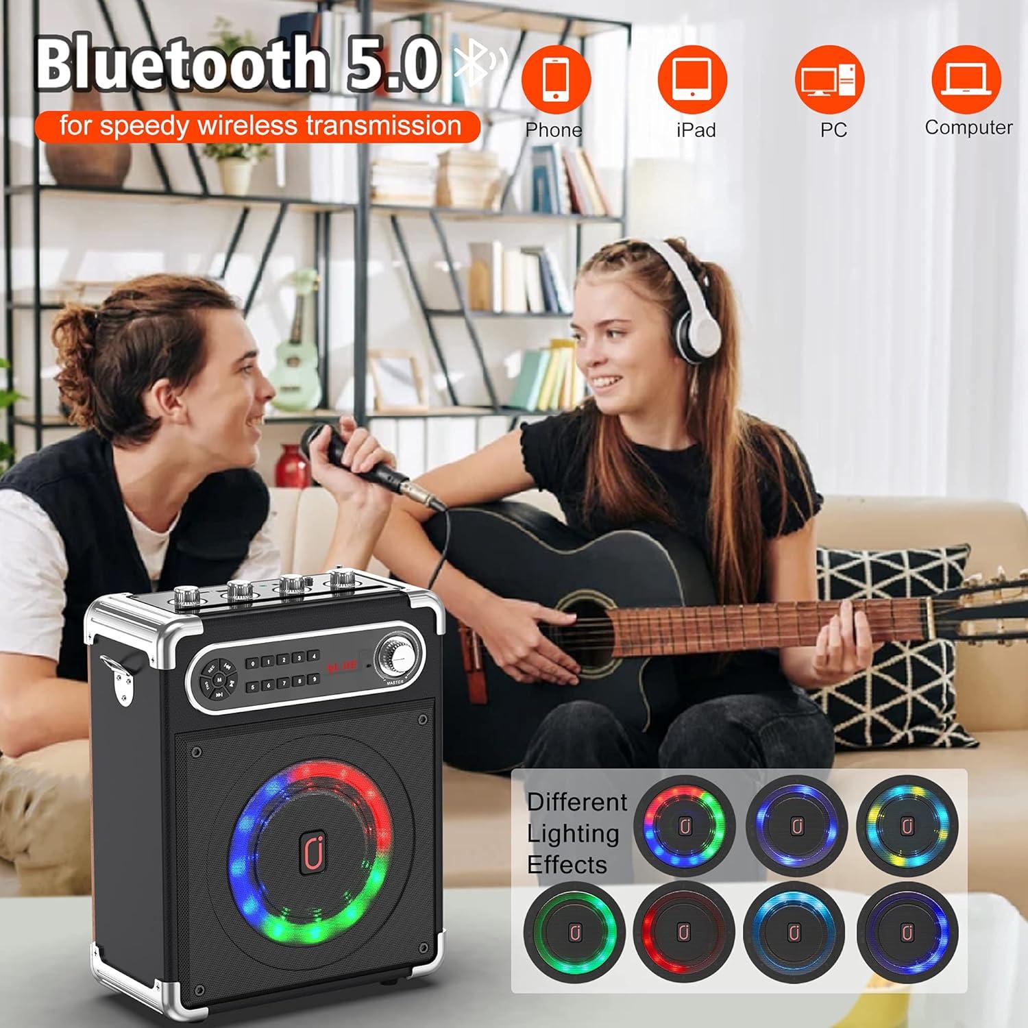 Máquina de Karaoke JYX-S55 con 2 Micrófonos Inalámbricos y Bluetooth