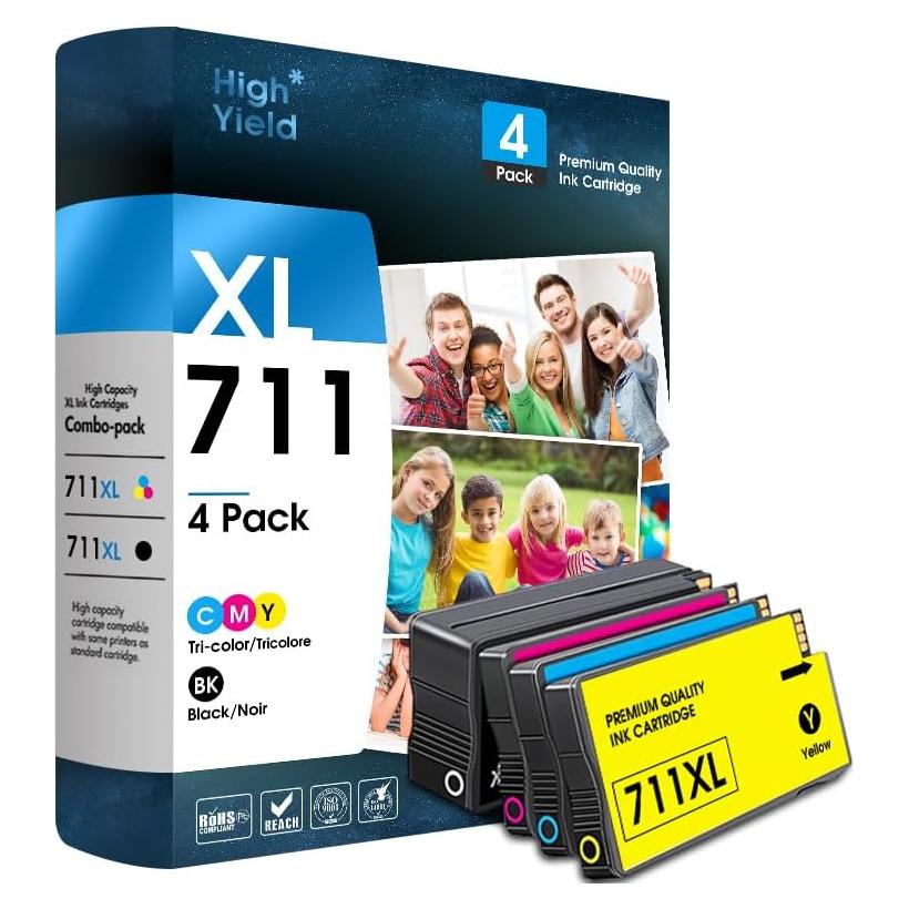 Cartuchos de Tinta HP 711XL Eston 4 Paquetes para DesignJet