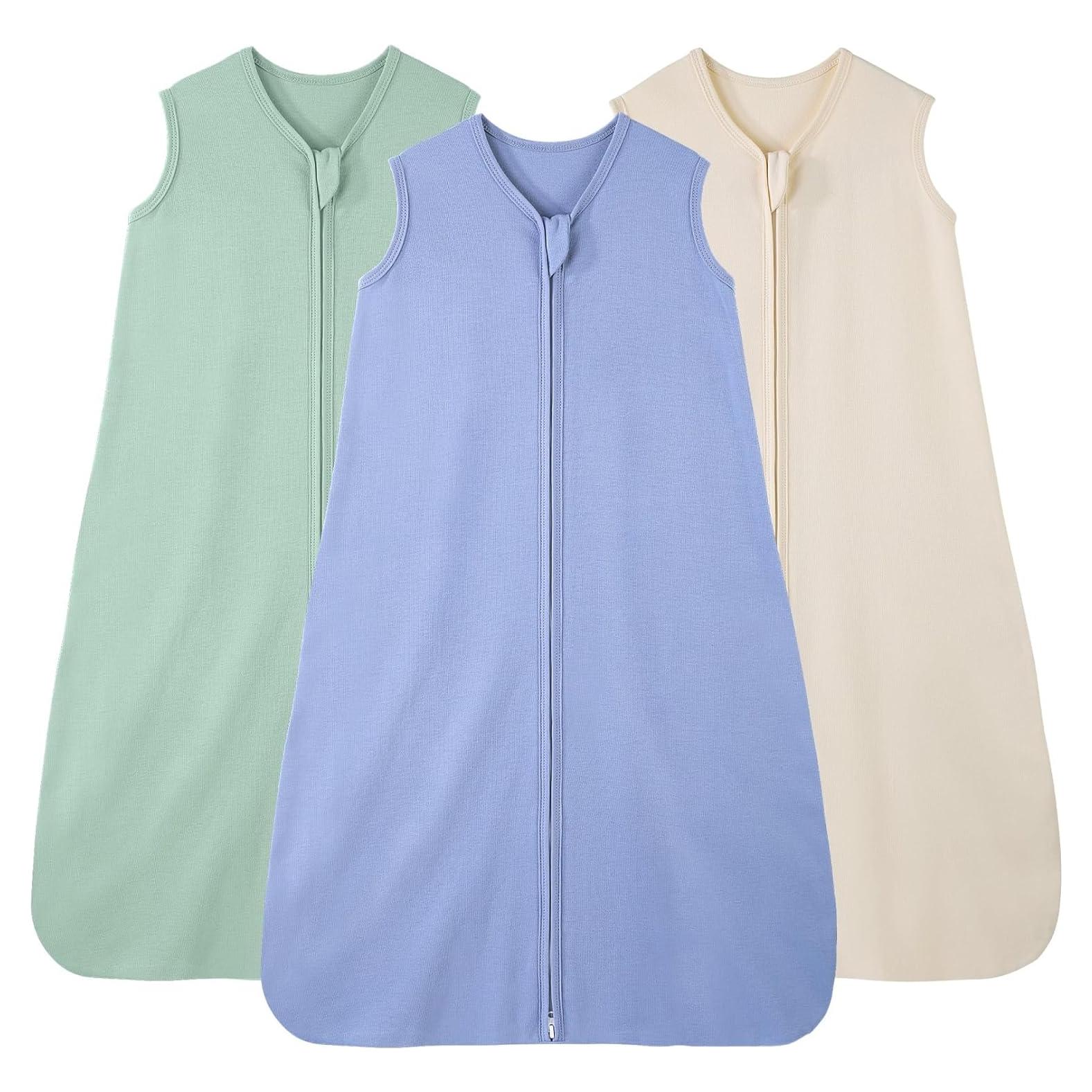 Saco de Sueño para Bebés 0-6 Meses 100% Algodón 3 Piezas