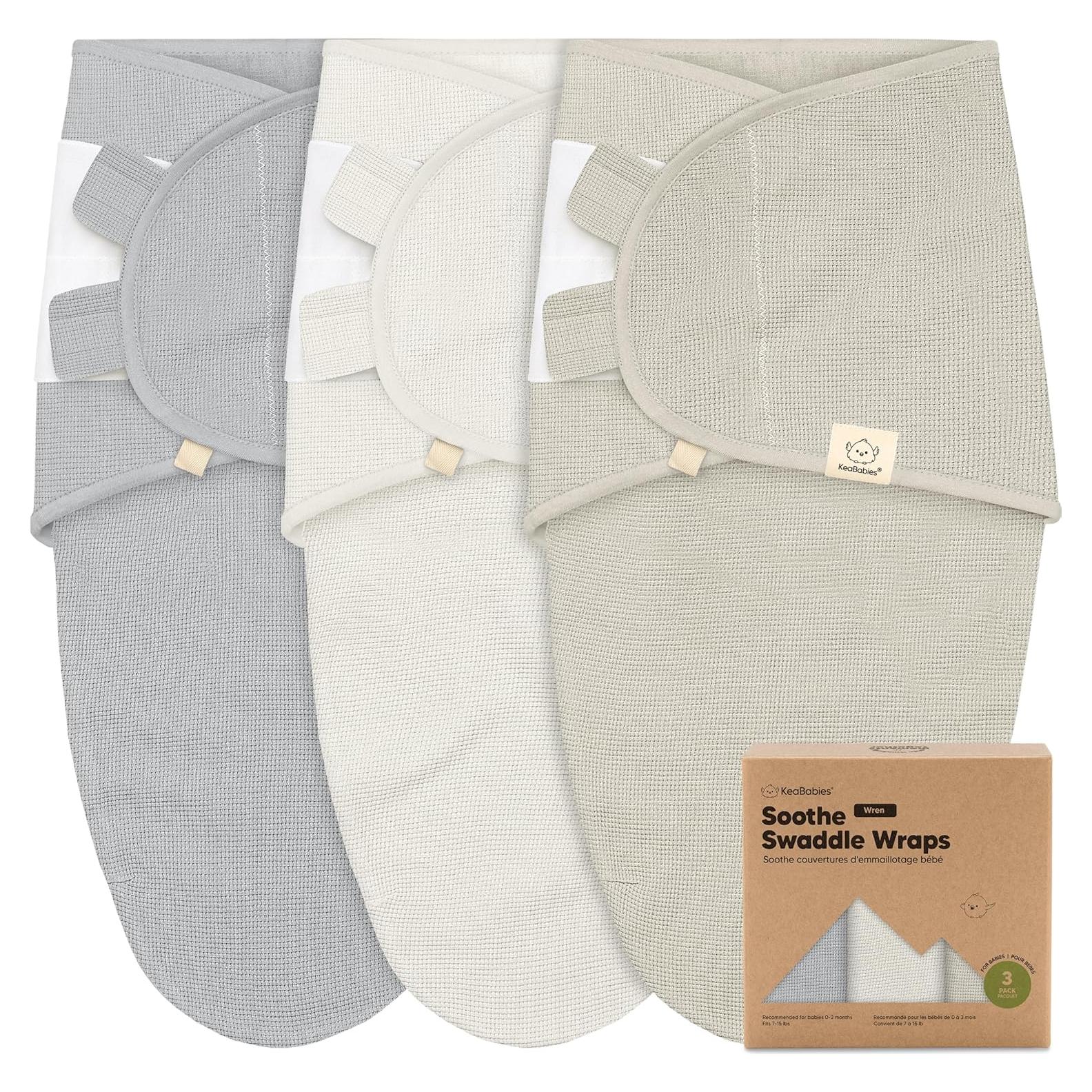 Paquete de 3 Mantas Orgánicas KeaBabies para Bebés 0-3 Meses