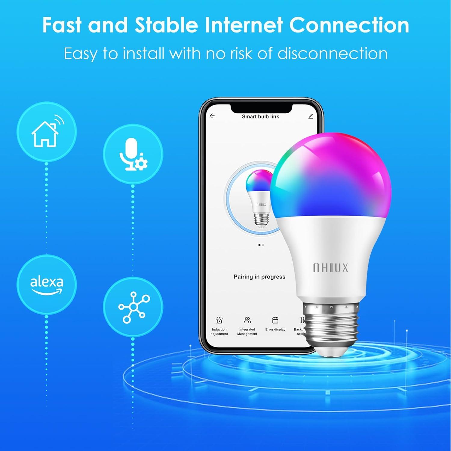 Bombillas Inteligentes OHLUX A19 E26 10W Paquete de 4