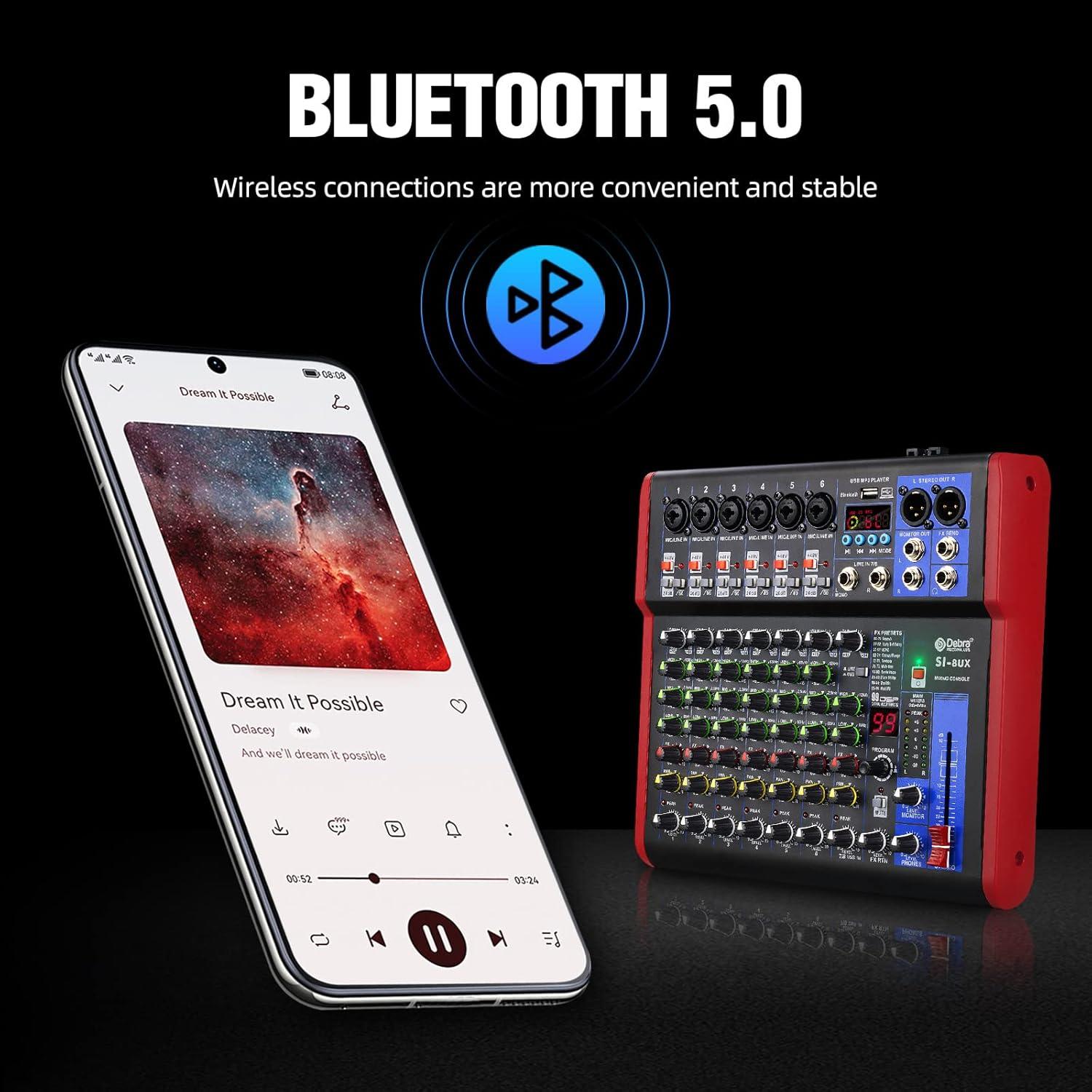 Mezclador de Grabación D Debra SI-8UX con 99 Efectos DSP