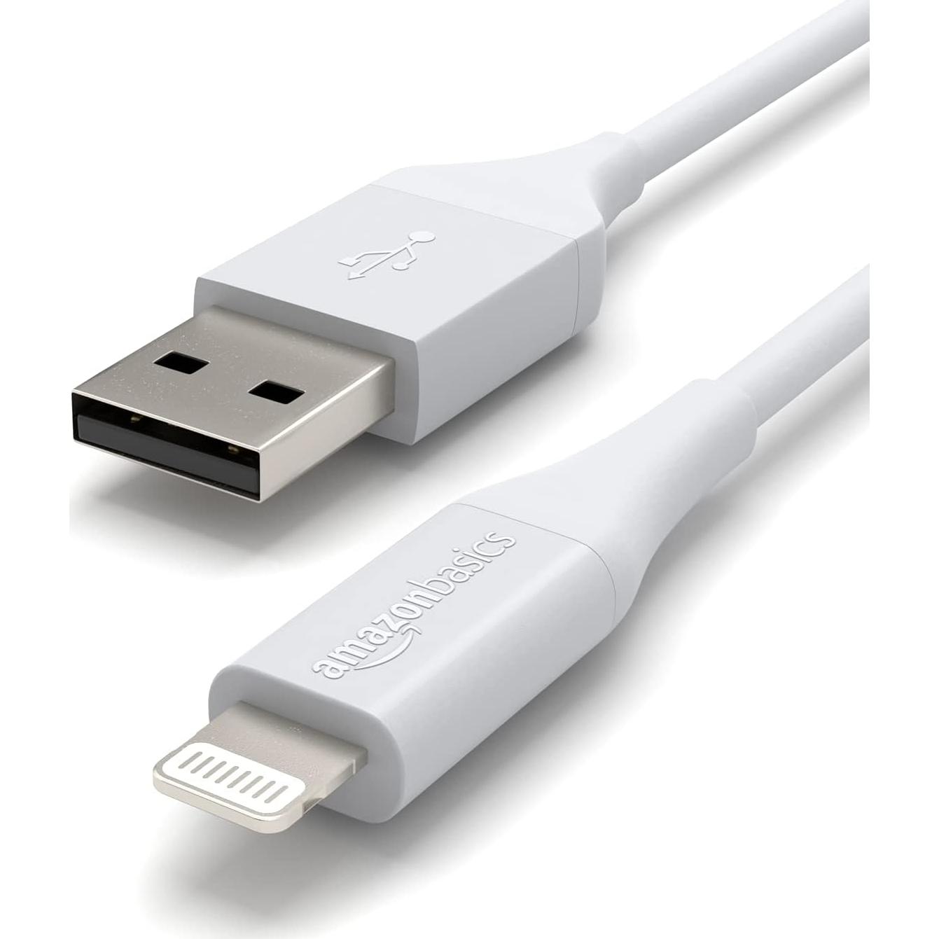 Cable de Carga Amazon Basics Lightning MFi 1.83m Blanco