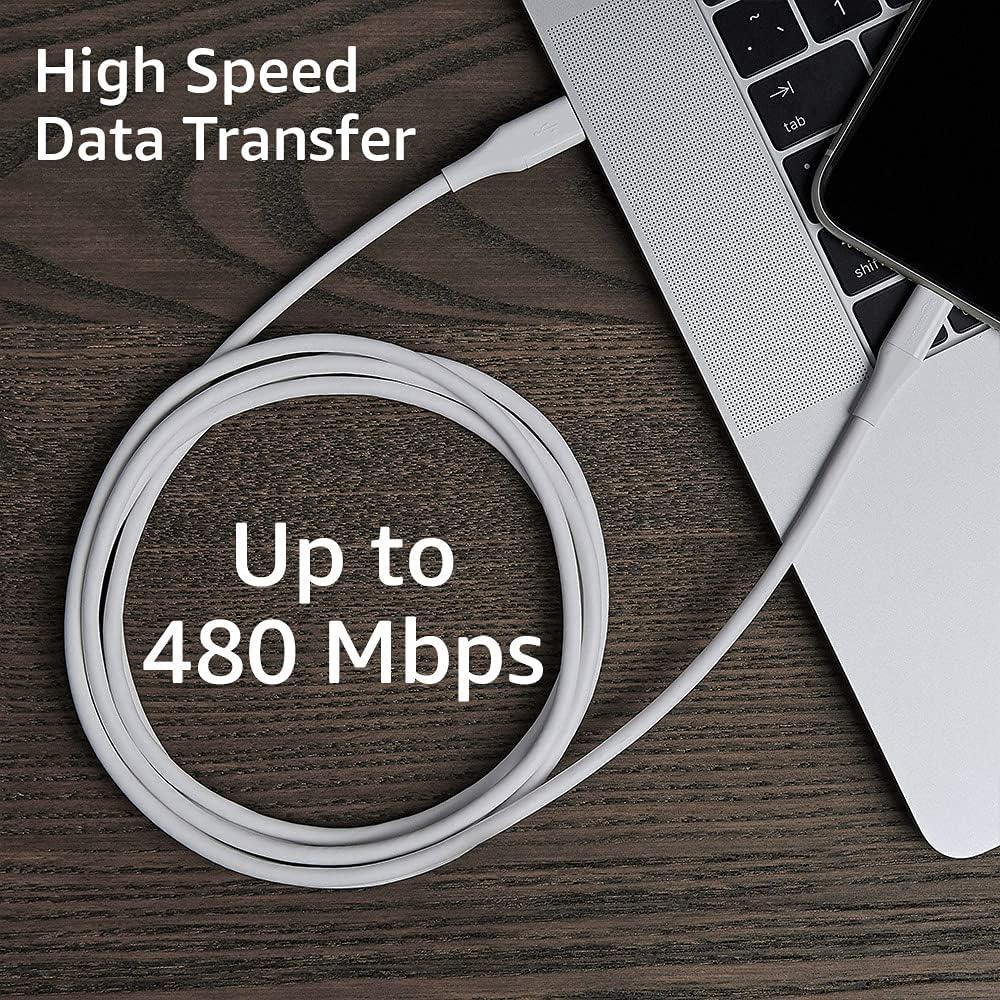 Cable de Carga Amazon Basics Lightning MFi 1.83m Blanco