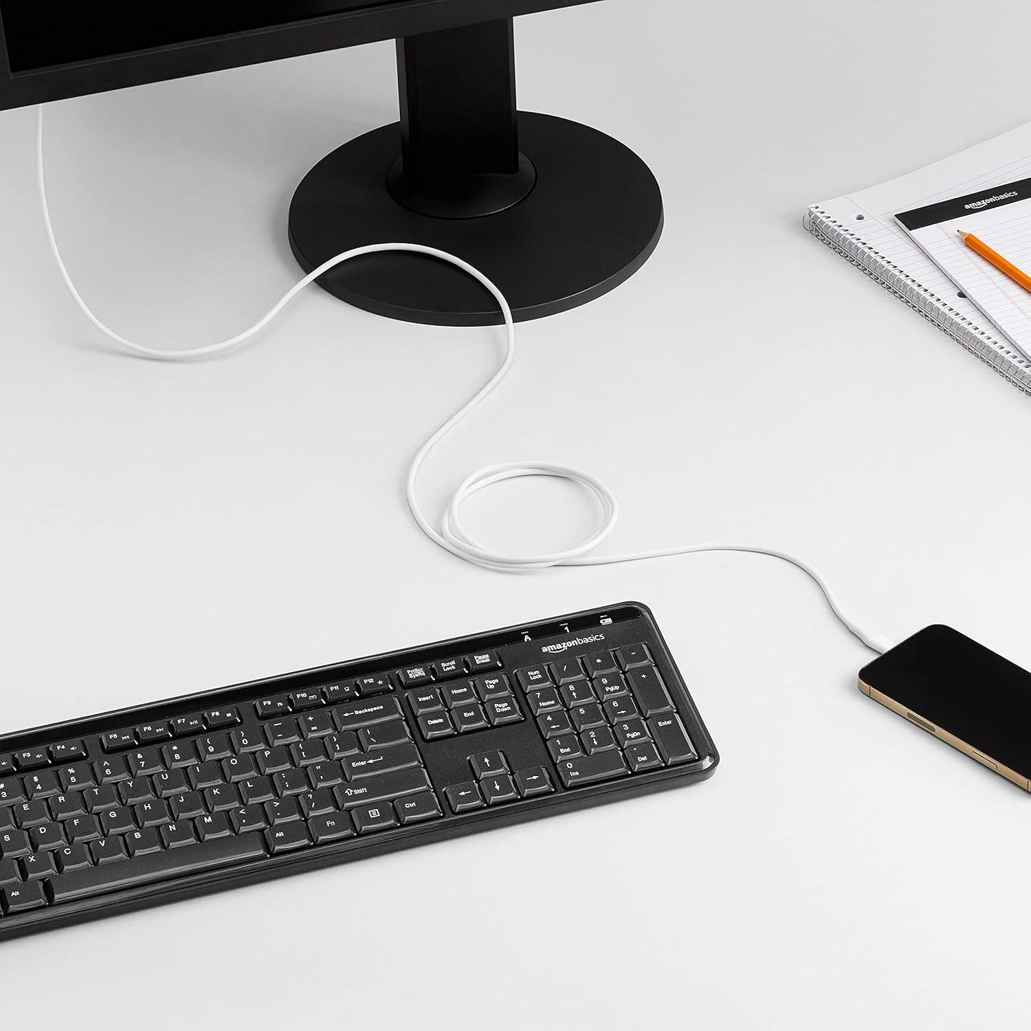 Cable de Carga Amazon Basics Lightning MFi 1.83m Blanco