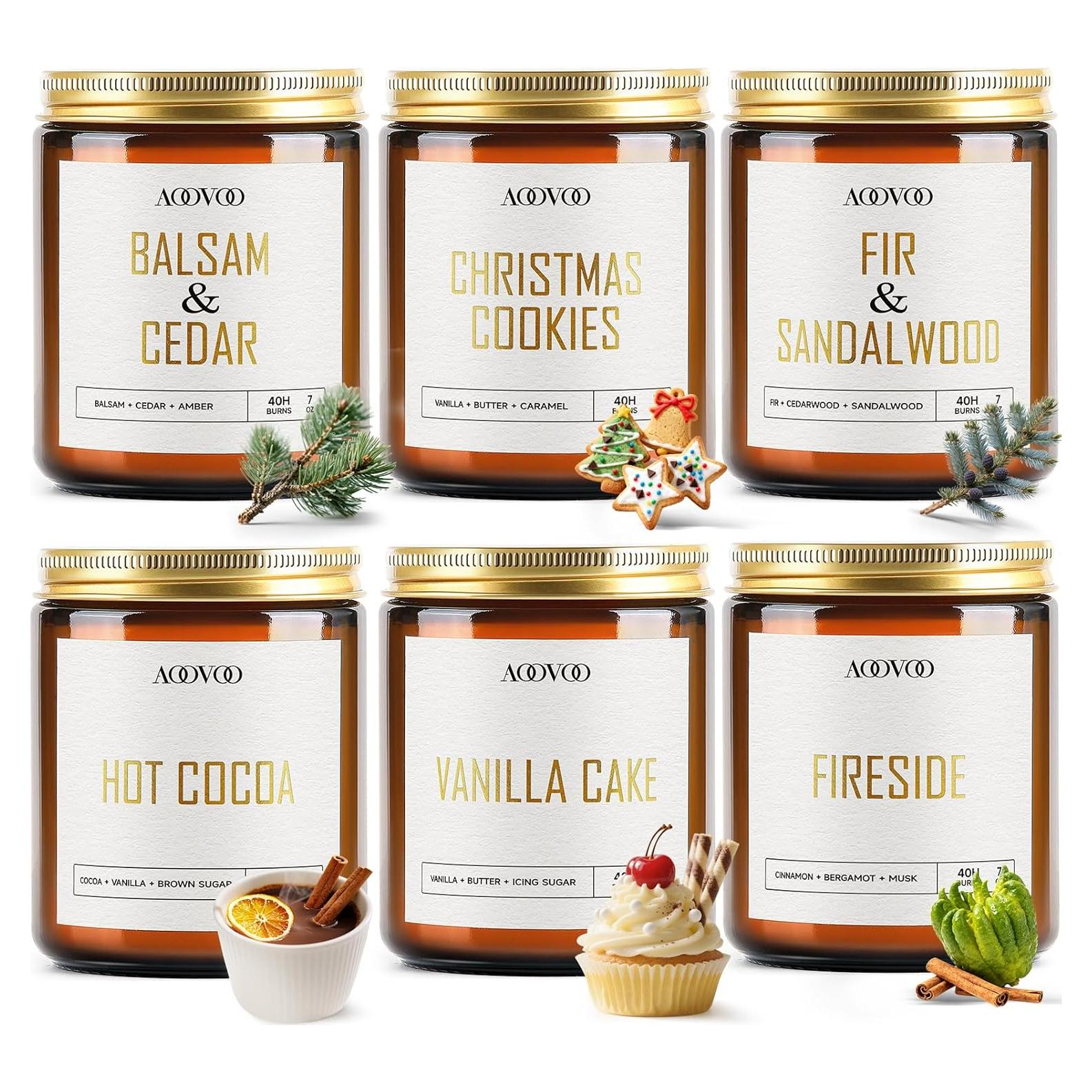 Conjunto de 6 Velas Aromáticas AOOVOO - Cera de Soja 1190g