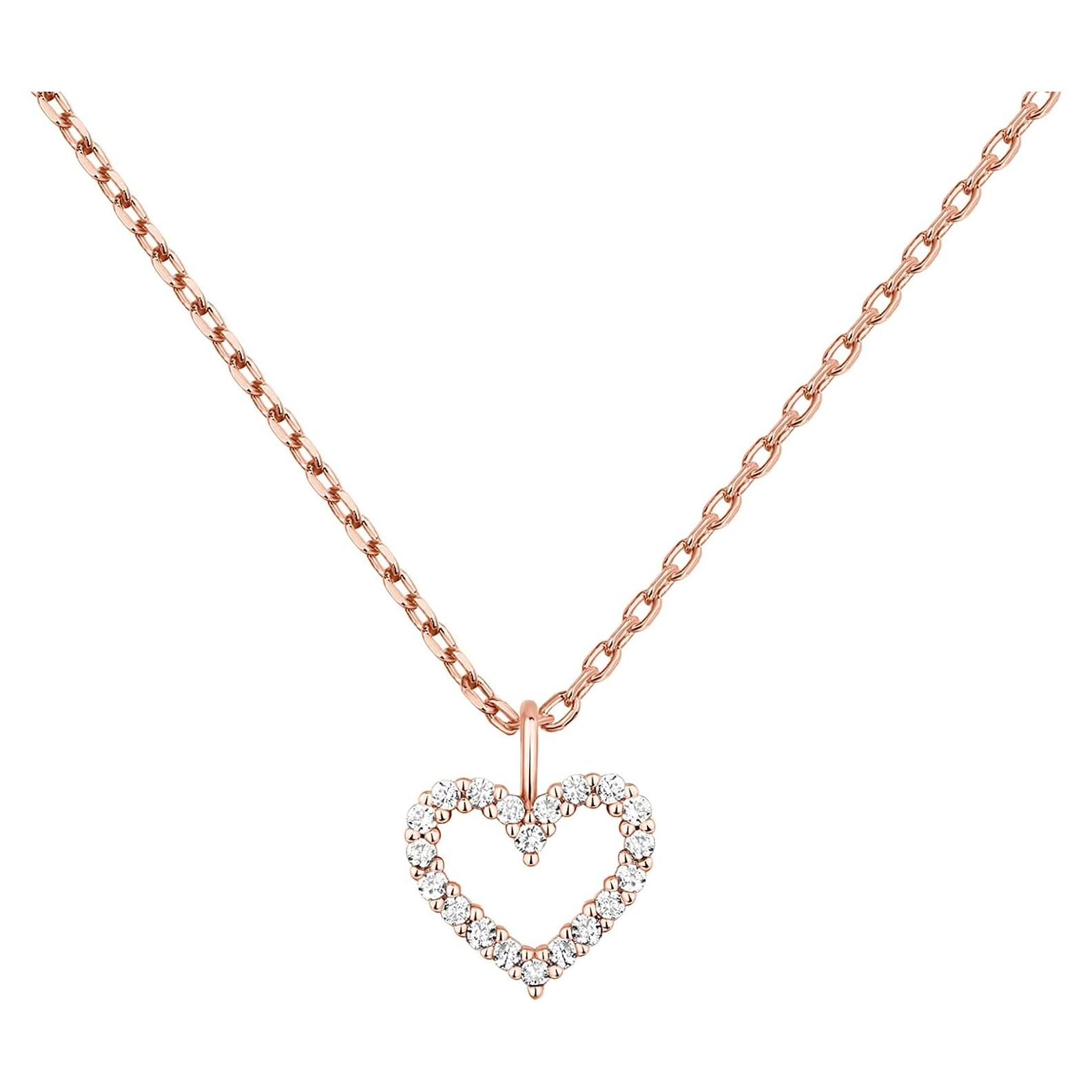 Collar Dainty Corazón de Zirconia Cubica PAVOI 14K Oro Rosa