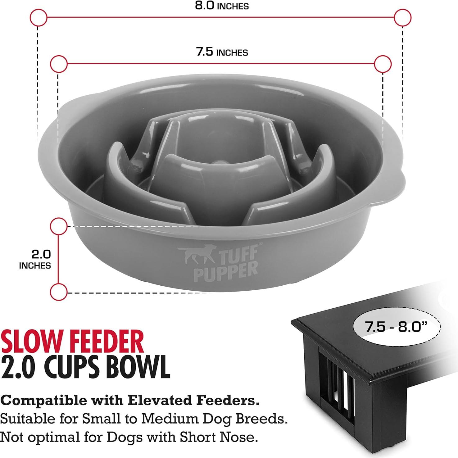 Cuenco de Alimentación Lenta Tuff Pupper 2 Tazas Antideslizante
