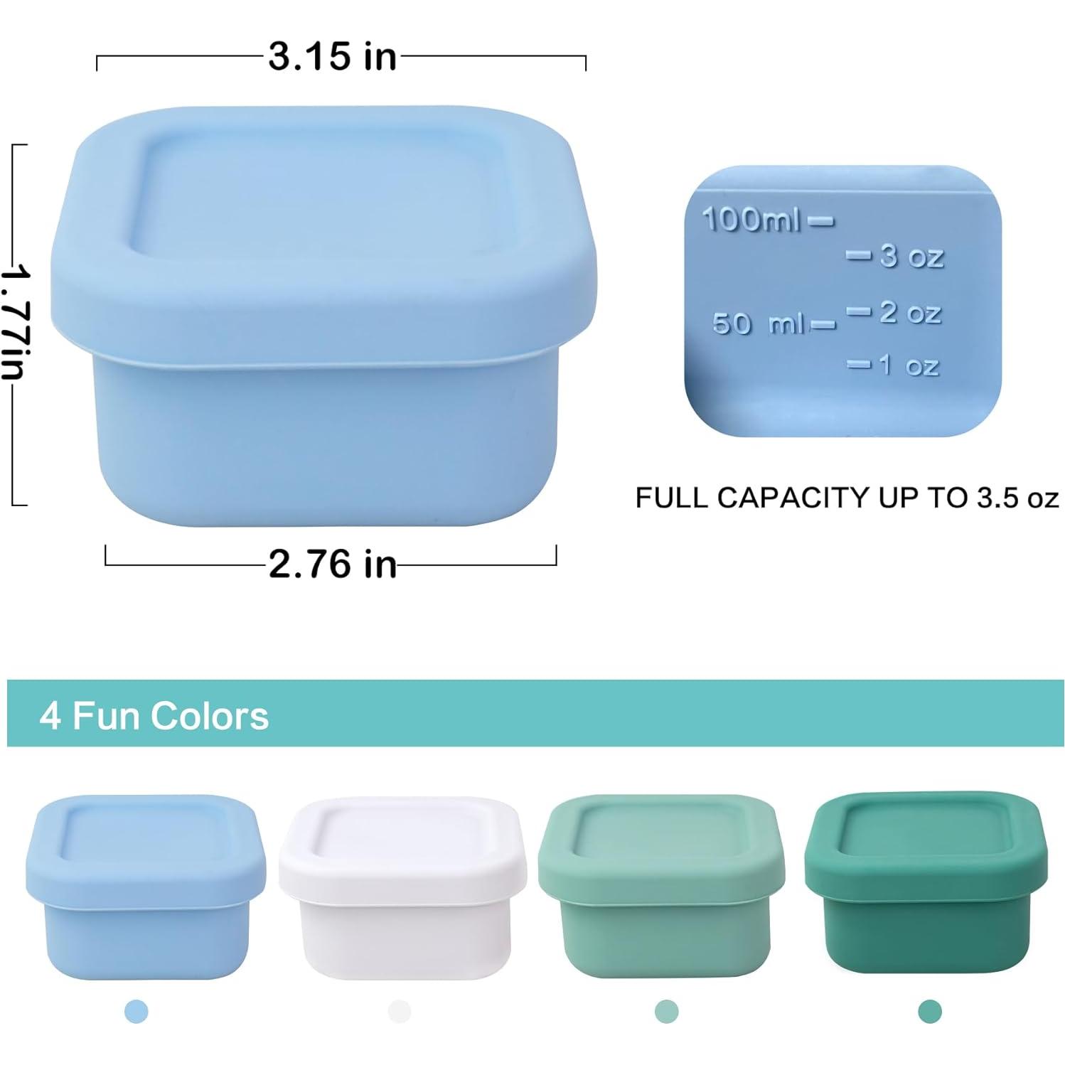 Finorder 4 Contenedores de Silicona para Snacks 103.5ml BPA Free