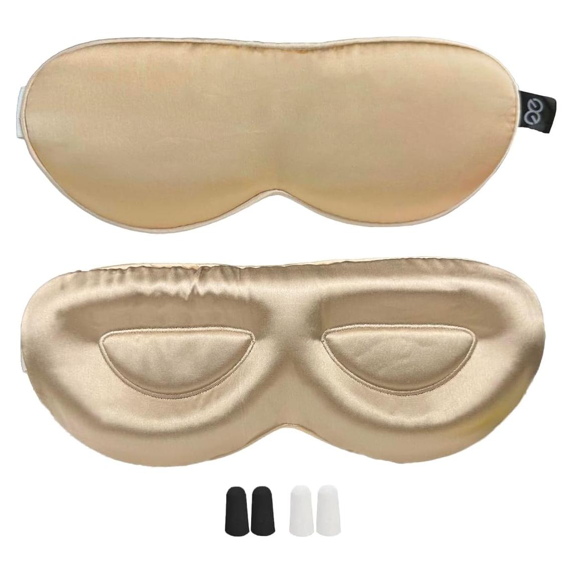 Máscara de Dormir 3D de Seda Morera PROMEED - Ajustable, Champán