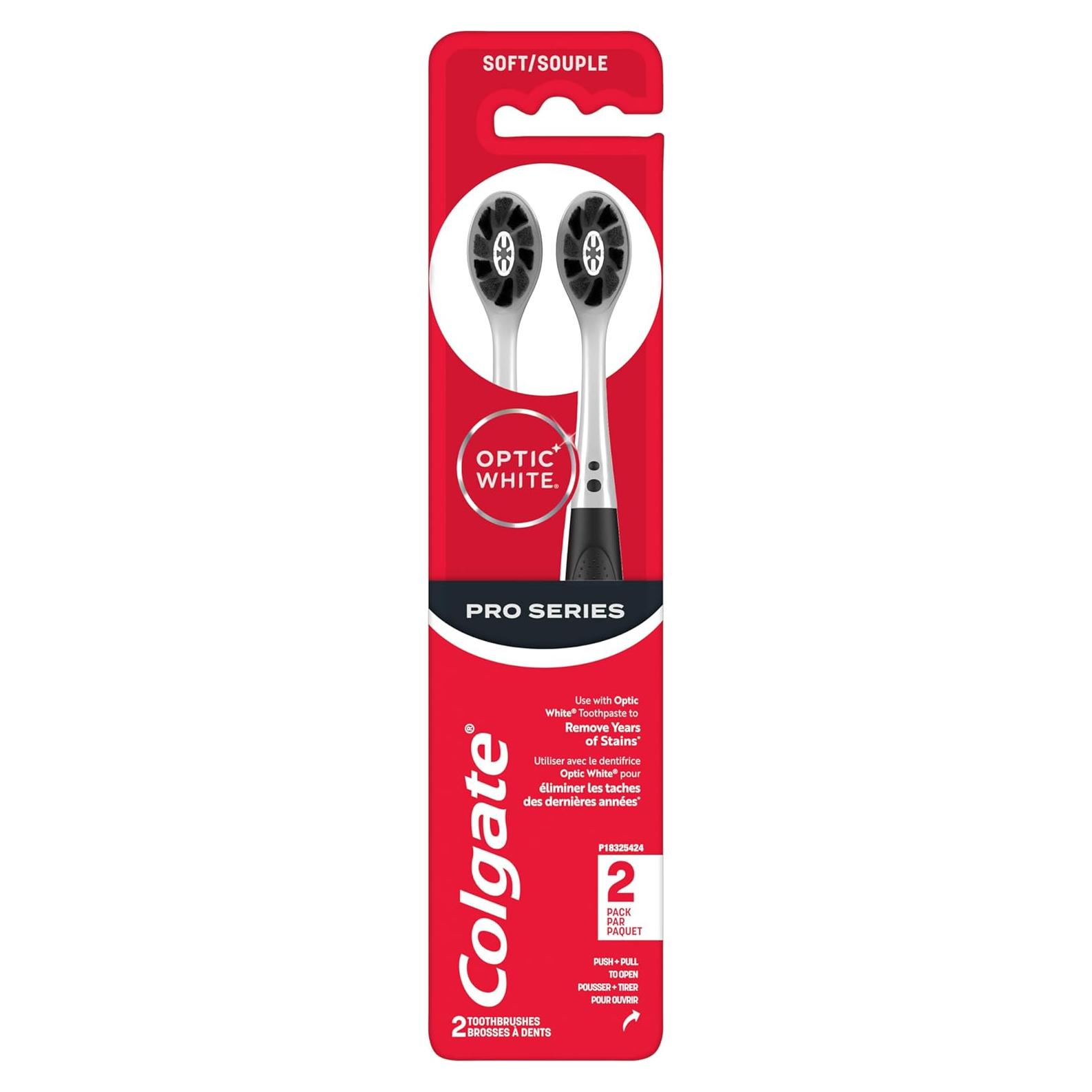 Cepillos de Dientes Colgate Optic White Pro Series Suaves - Paquete de 2