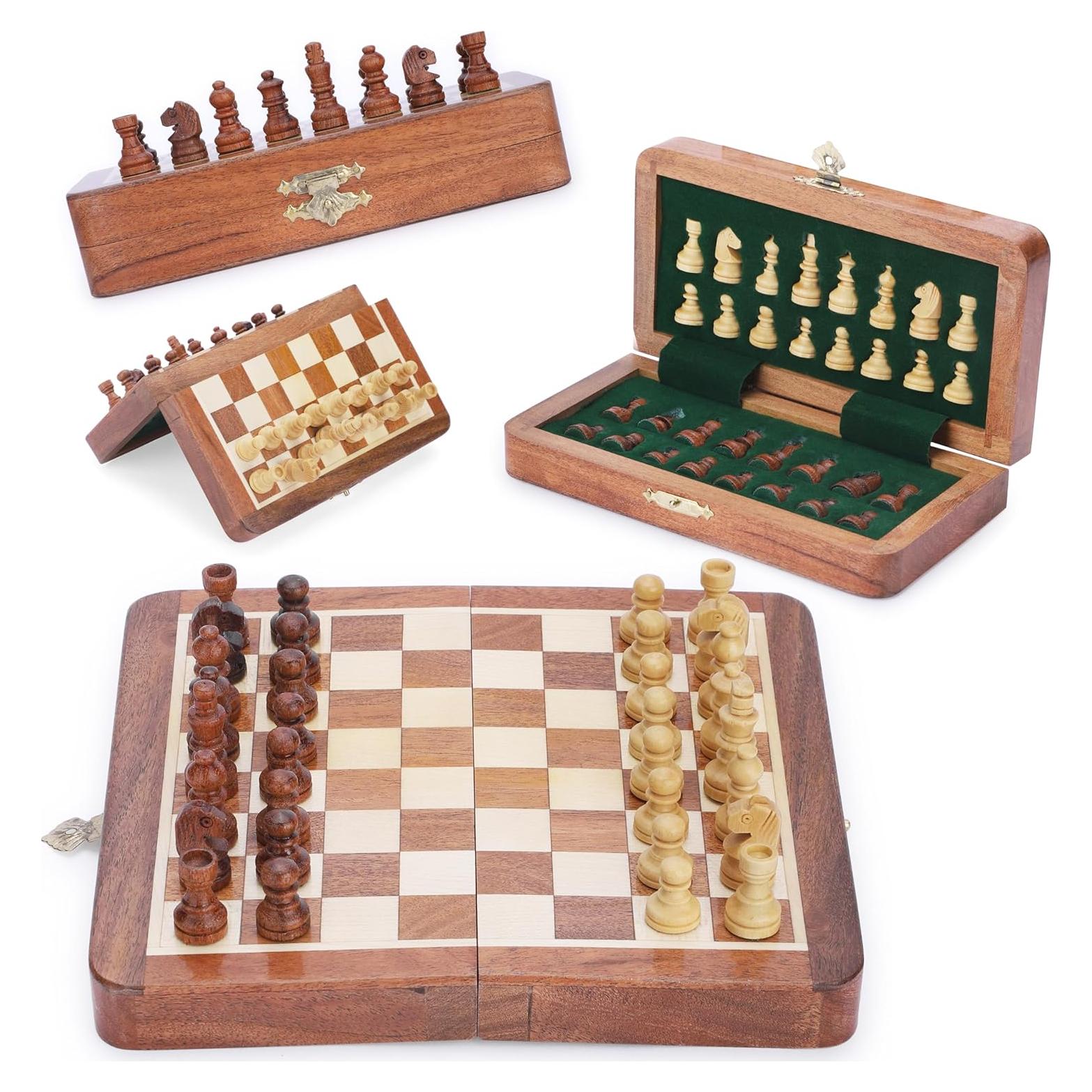 Juego de Ajedrez Magnético Ajuny 7x7 cm - Madera Hecha a Mano