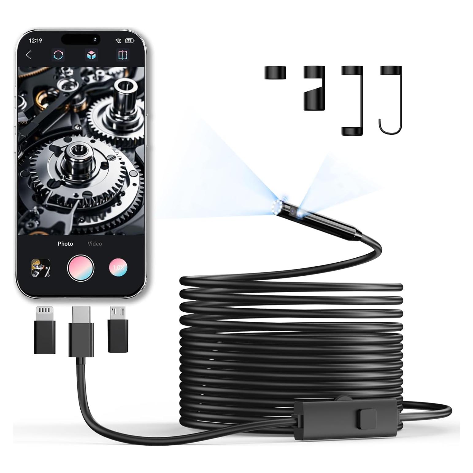 Cámara Endoscópica CTEOUNPT Doble Lente 1920P HD 5m USB