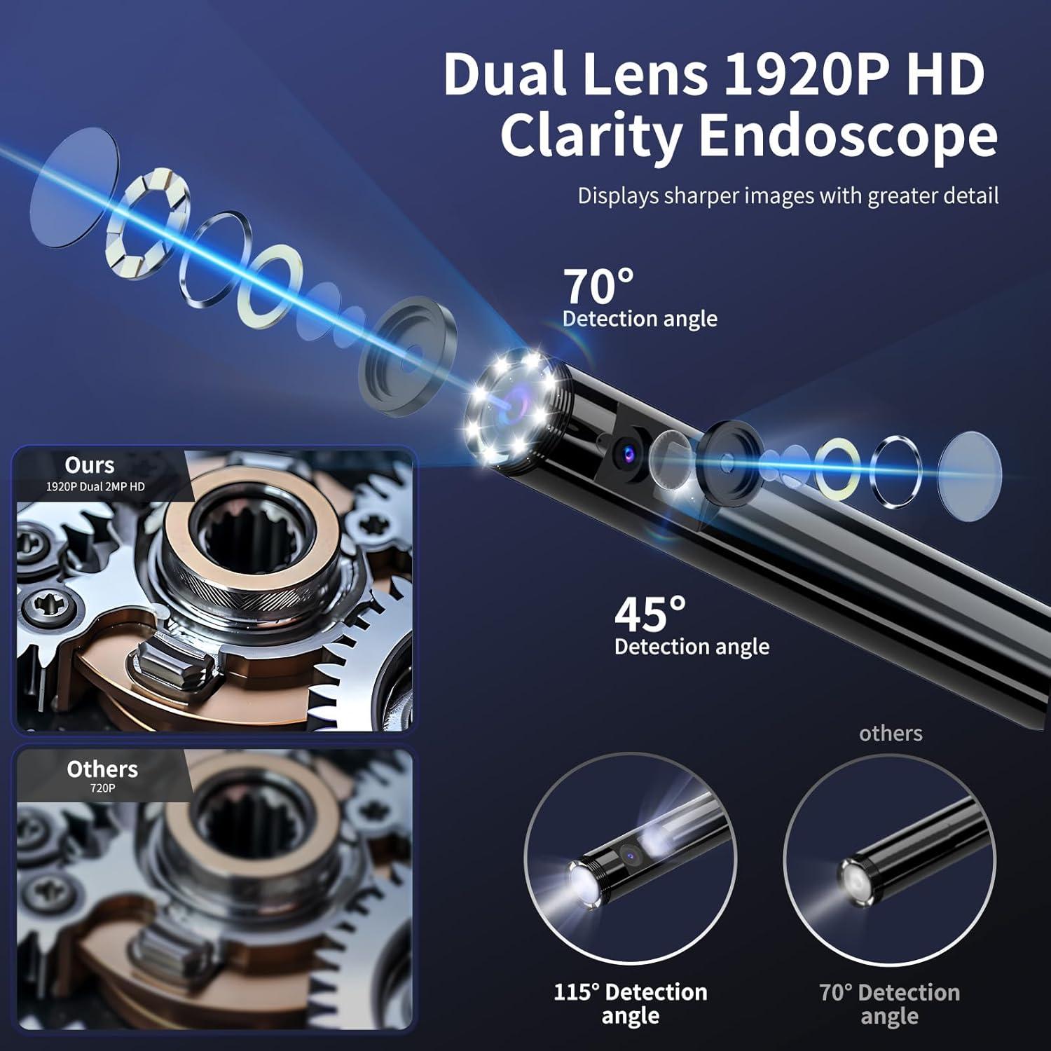 Cámara Endoscópica CTEOUNPT Doble Lente 1920P HD 5m USB