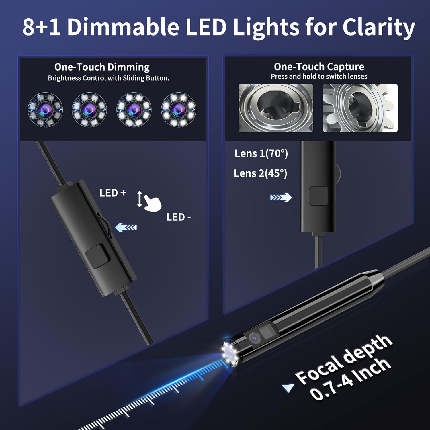 Cámara Endoscópica CTEOUNPT Doble Lente 1920P HD 5m USB