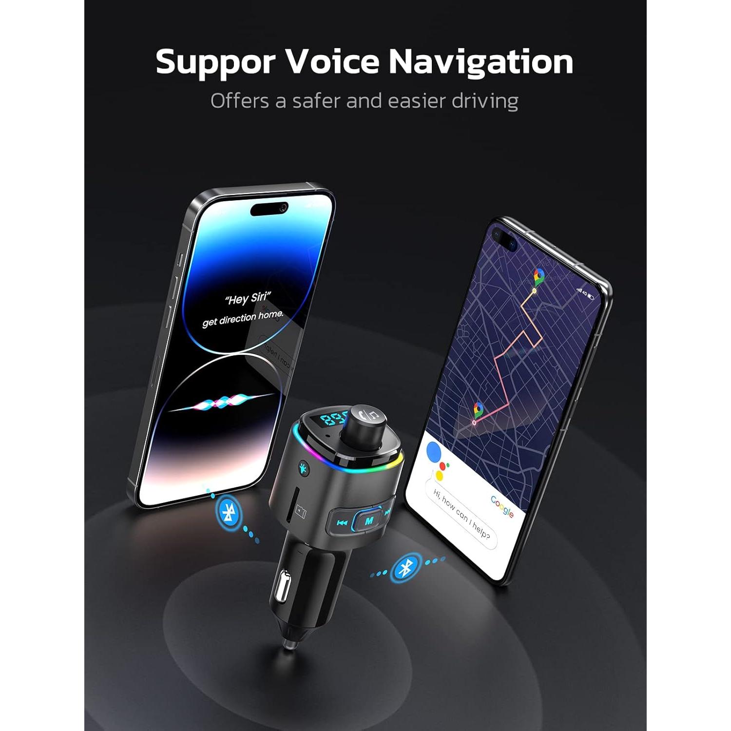 Transmisor FM Bluetooth Nulaxy NX09, Cargador QC3.0, 54W