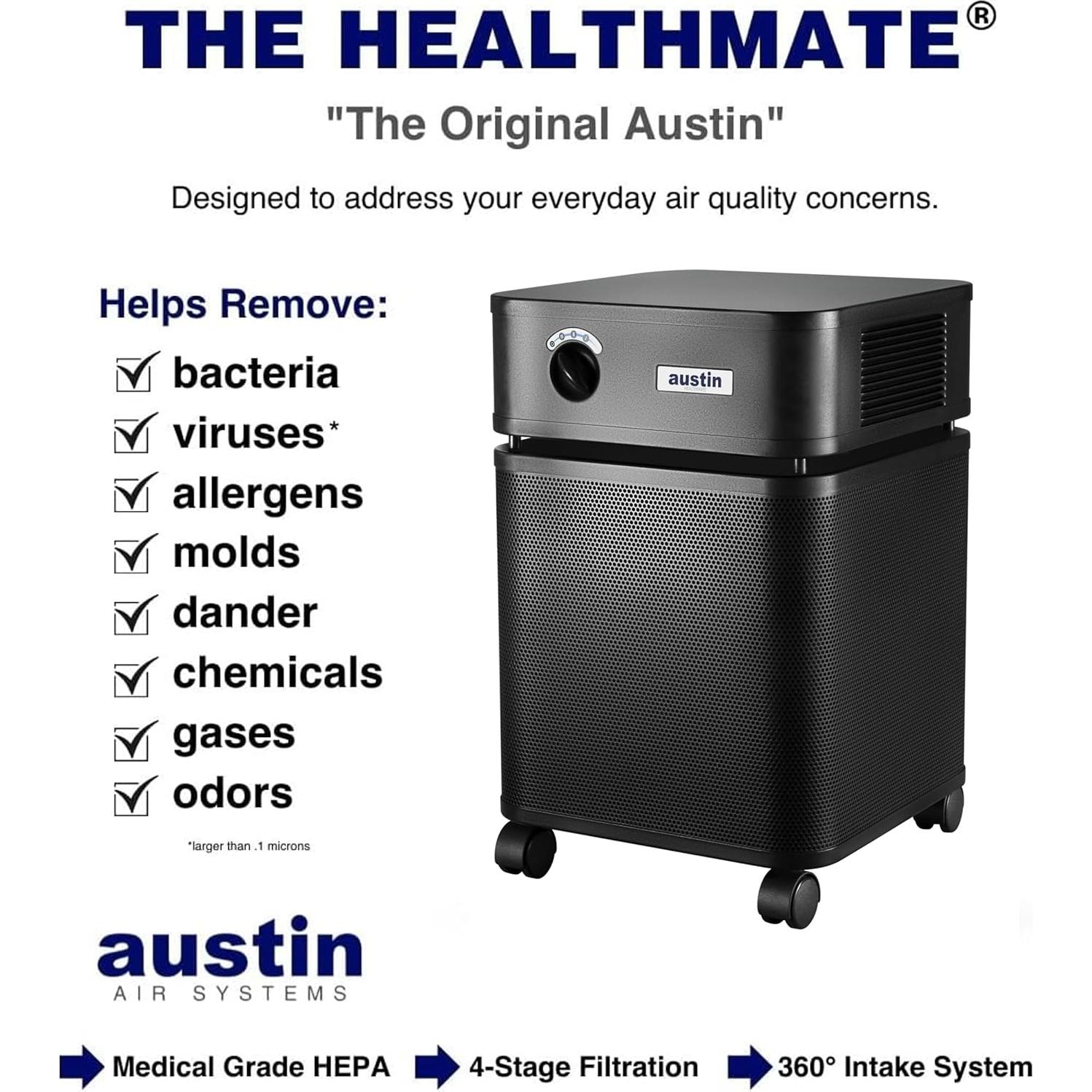 Purificador de Aire Austin Air HealthMate B400 - 4 Etapas, Negro