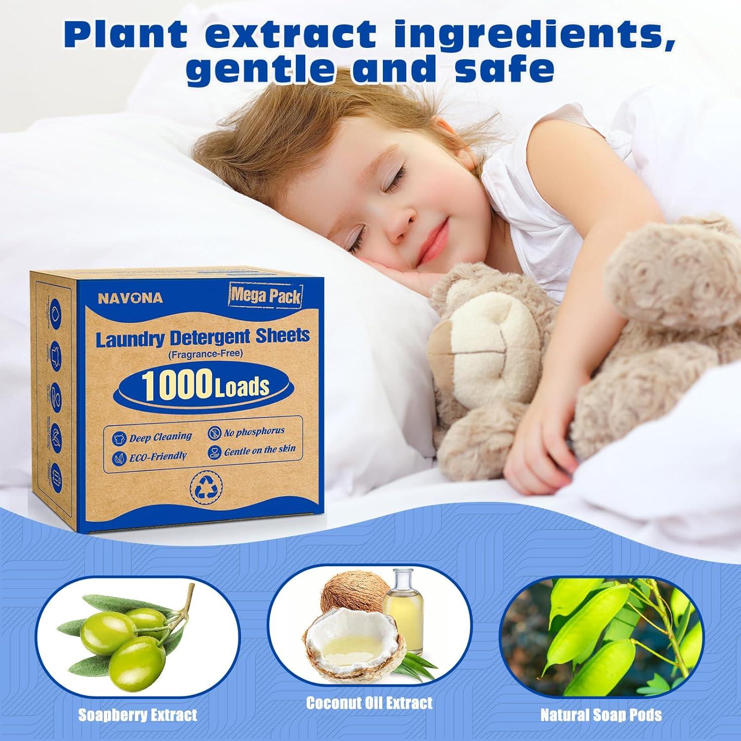 Hojas de Detergente Ecológicas Navona 1000 Cargas Sin Fragancia