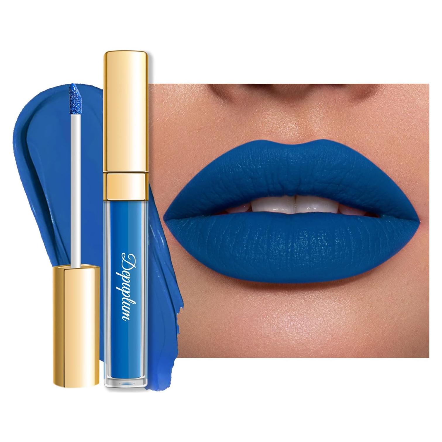 Lápiz Labial Mate Azul Marino Depuplum DM01 - Larga Duración